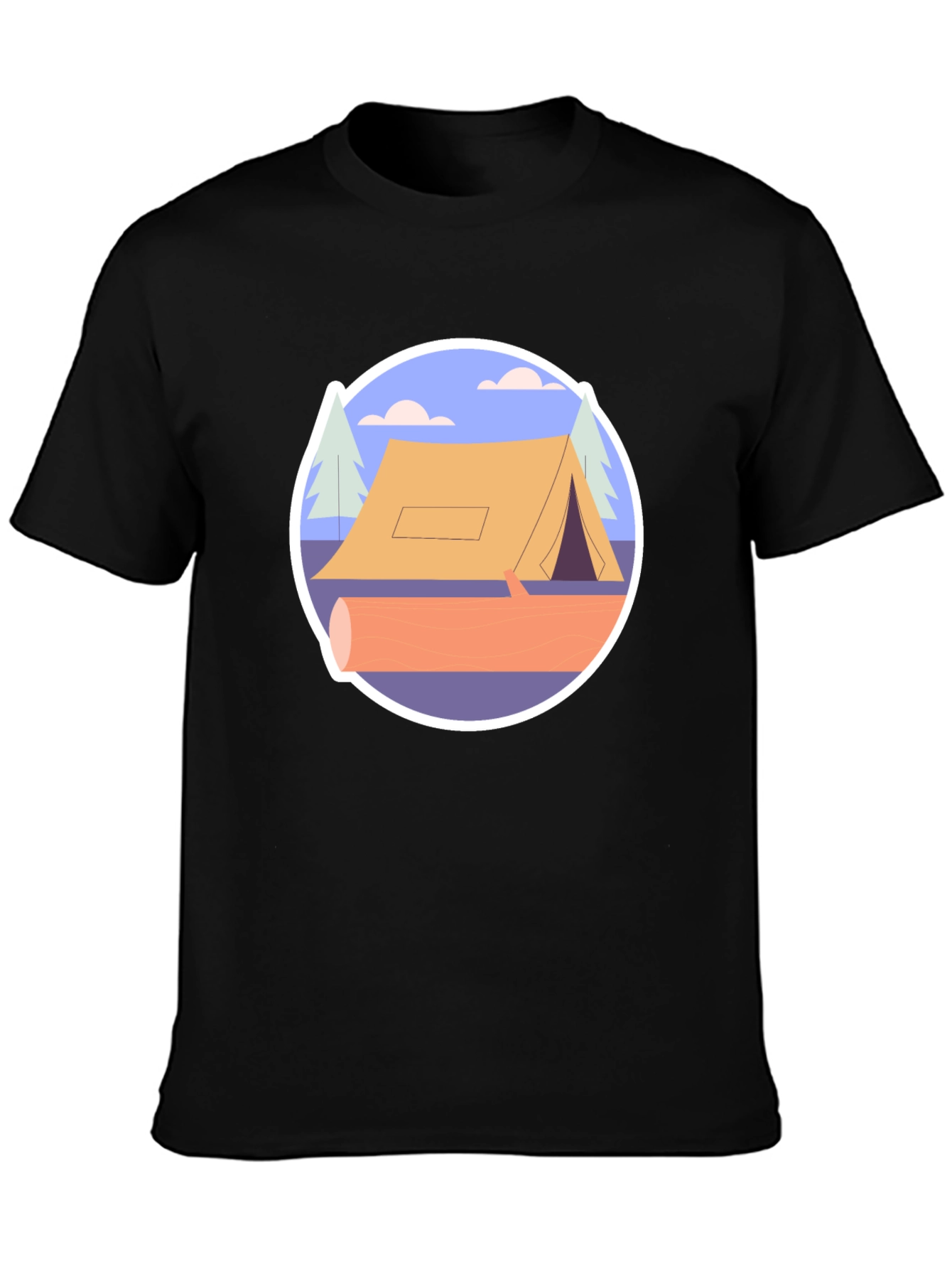 Black Camping Tent Graphic Tee - Nature Adventure Shirt view 3