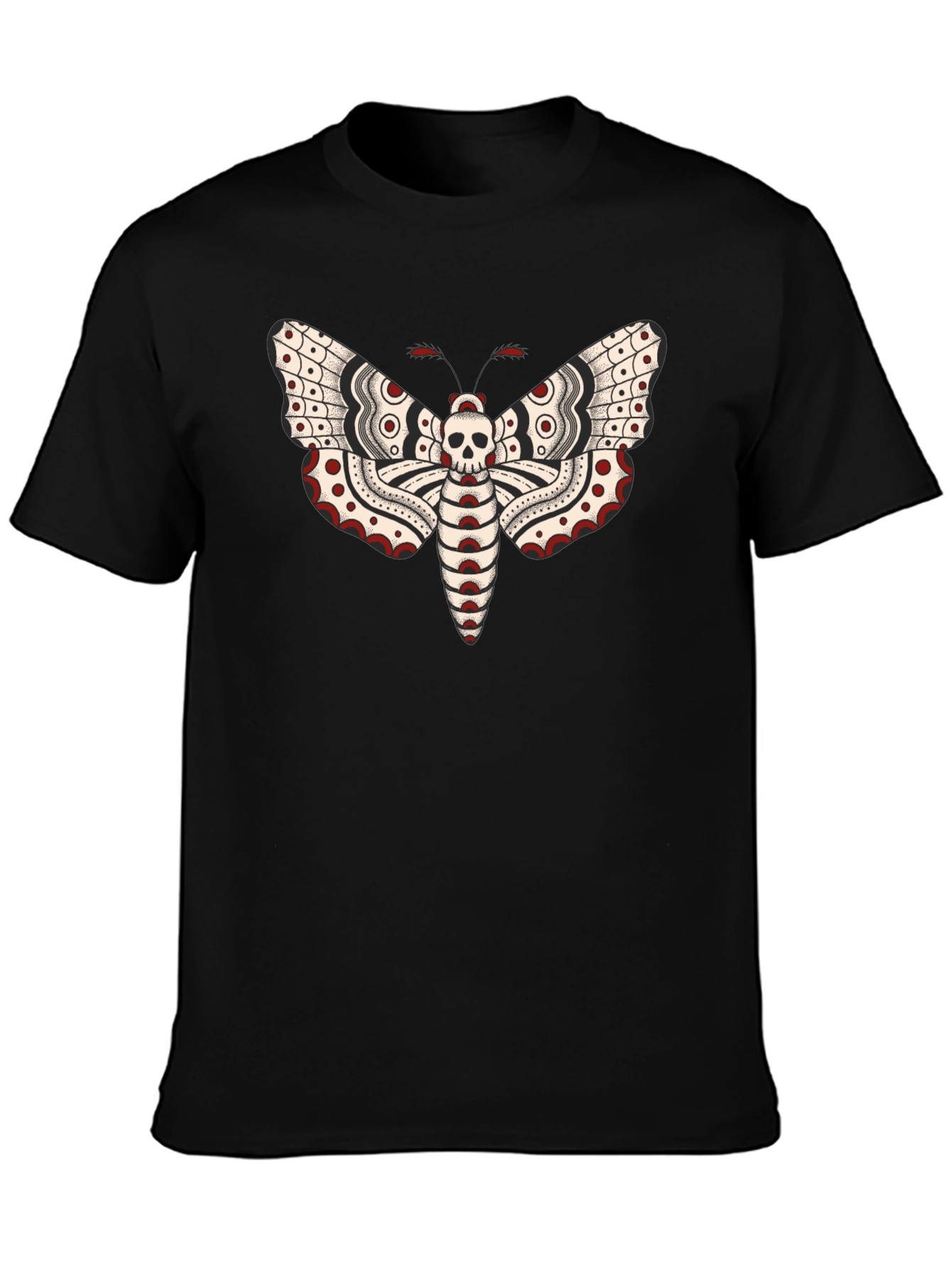 Black Moth Skull Graphic Tee - Black T-Shirt view 3