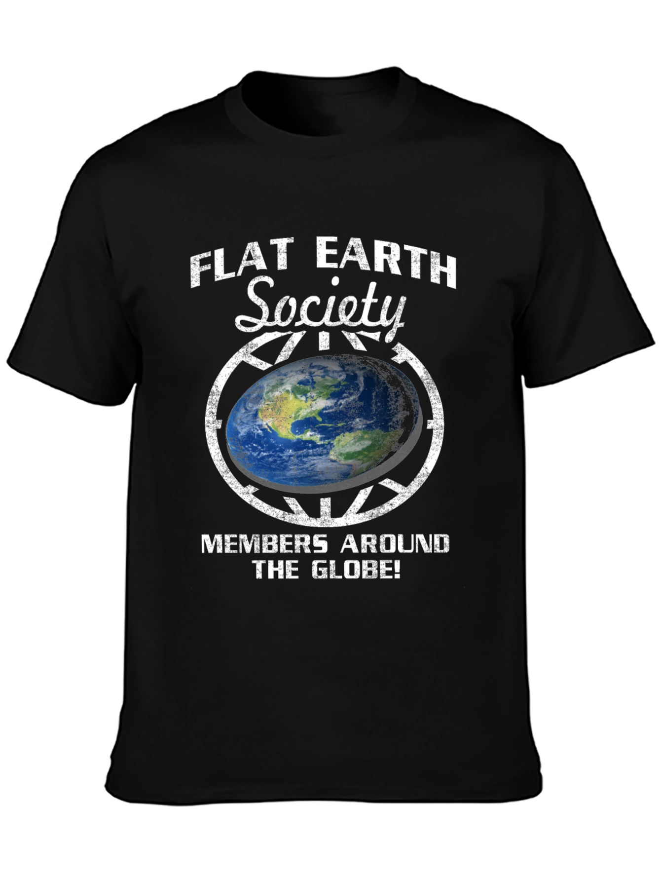 Black Flat Earth Society Graphic T-Shirt view 3