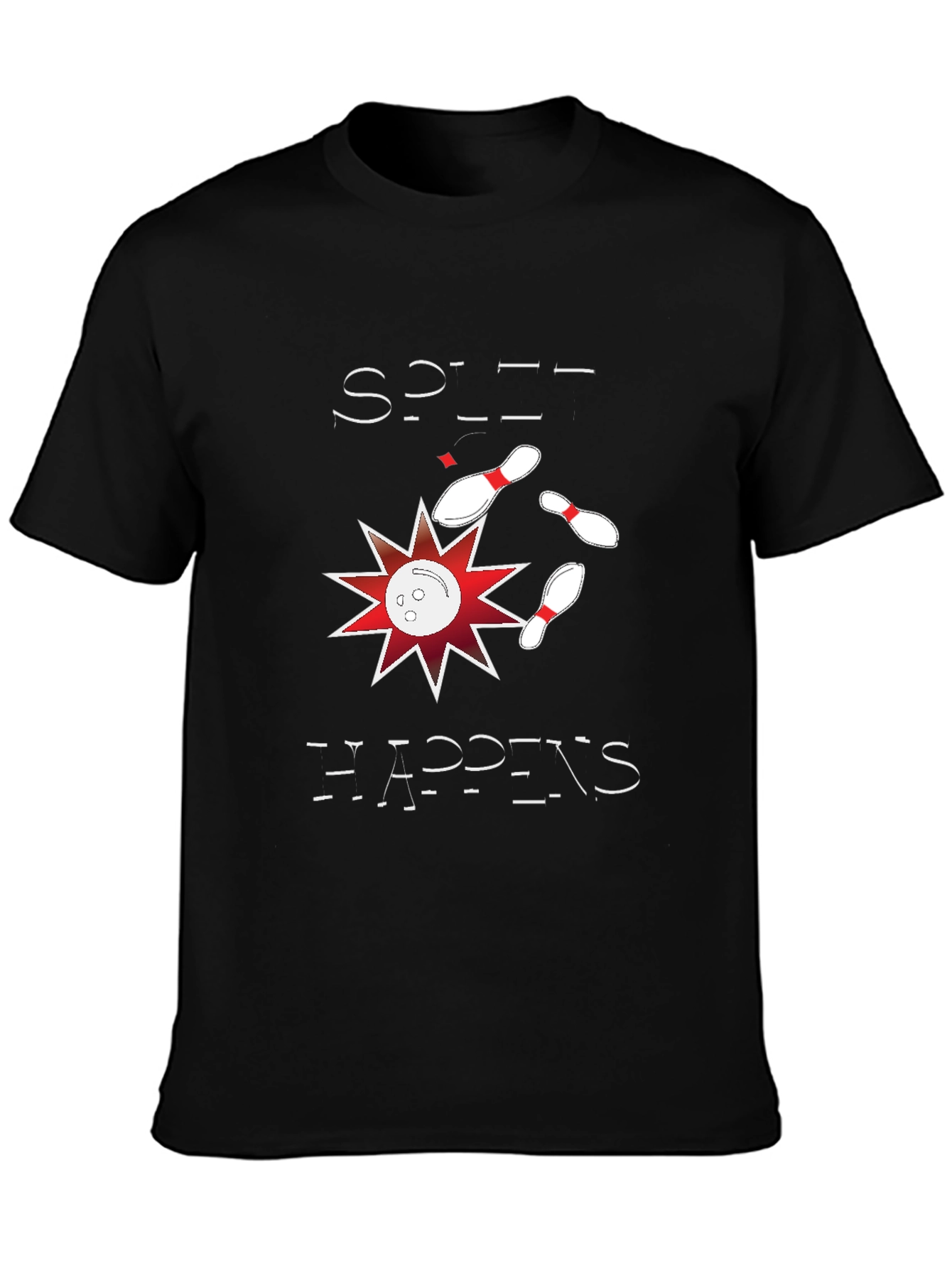 Black Split Happens Graphic Tee - Bowling Design view 3