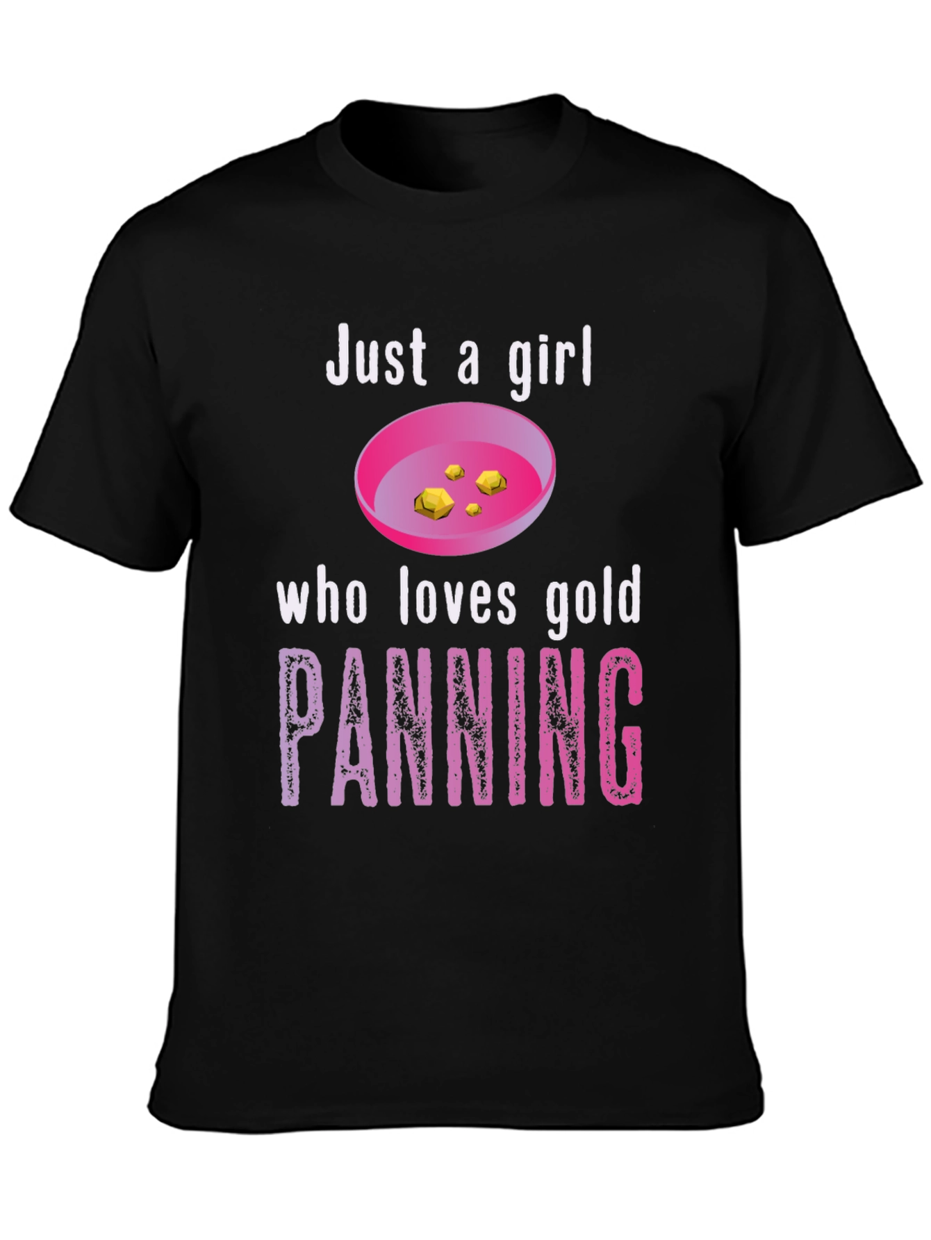 Black Just a Girl Who Loves Gold Panning T-Shirt view 3