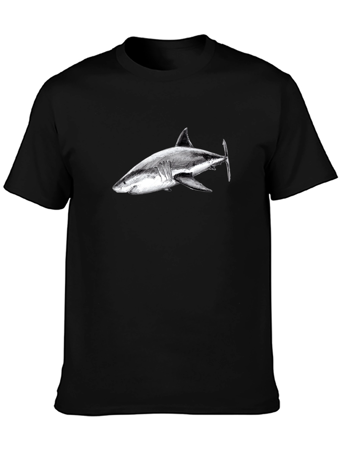 Black Shark Graphic Print Black T-Shirt view 3