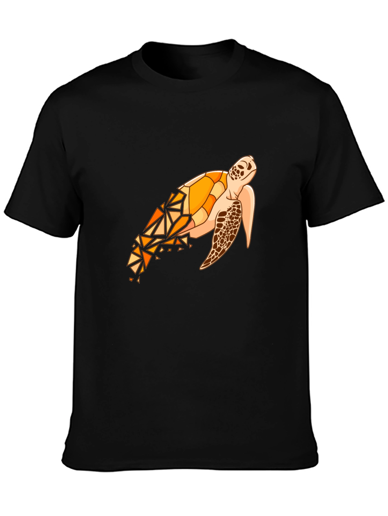 Black Geometric Sea Turtle Graphic Tee view 3