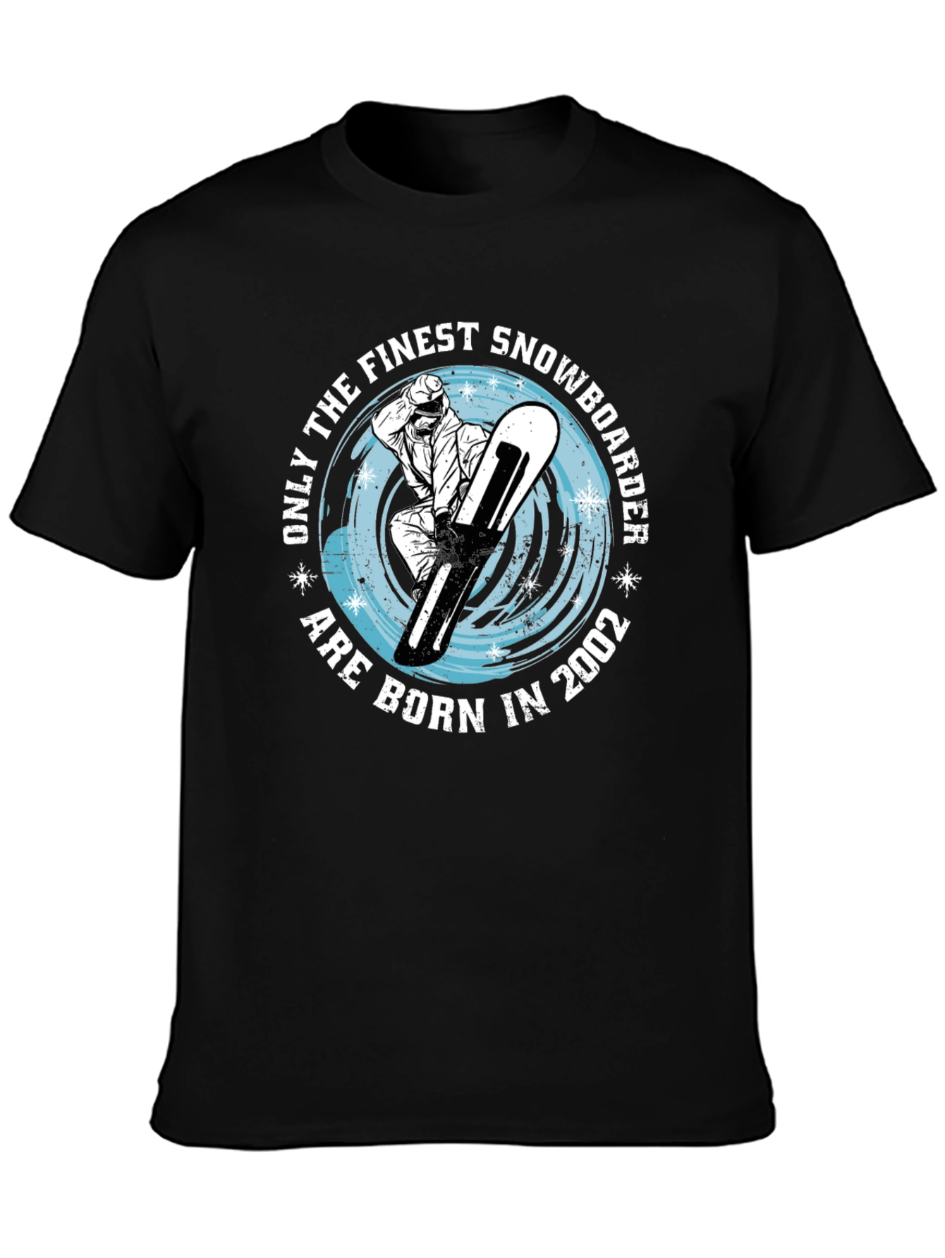 Black Finest Snowboarder Born in 2002 T-Shirt view 3