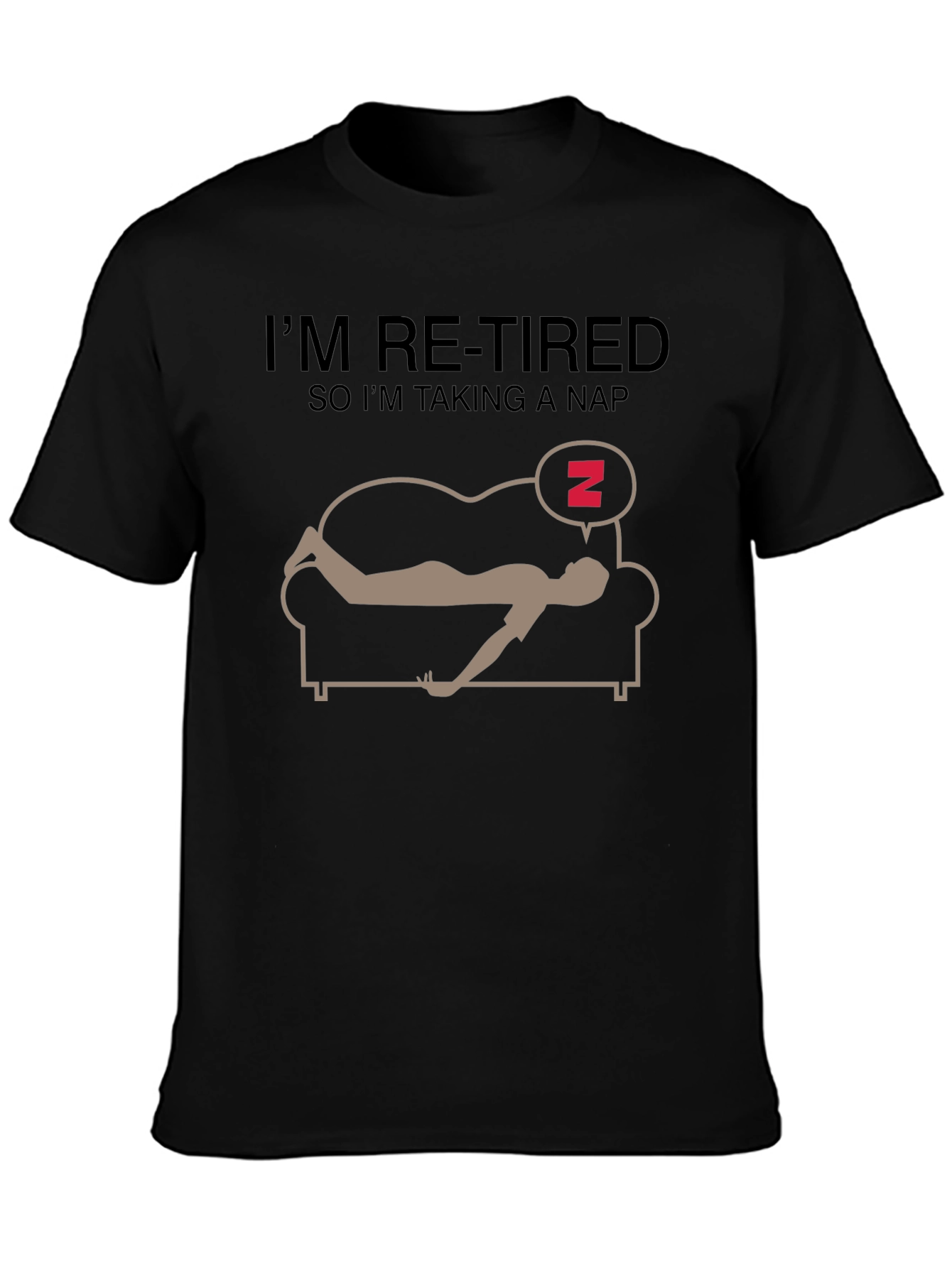 Black Funny Re-Tired Nap T-Shirt view 3