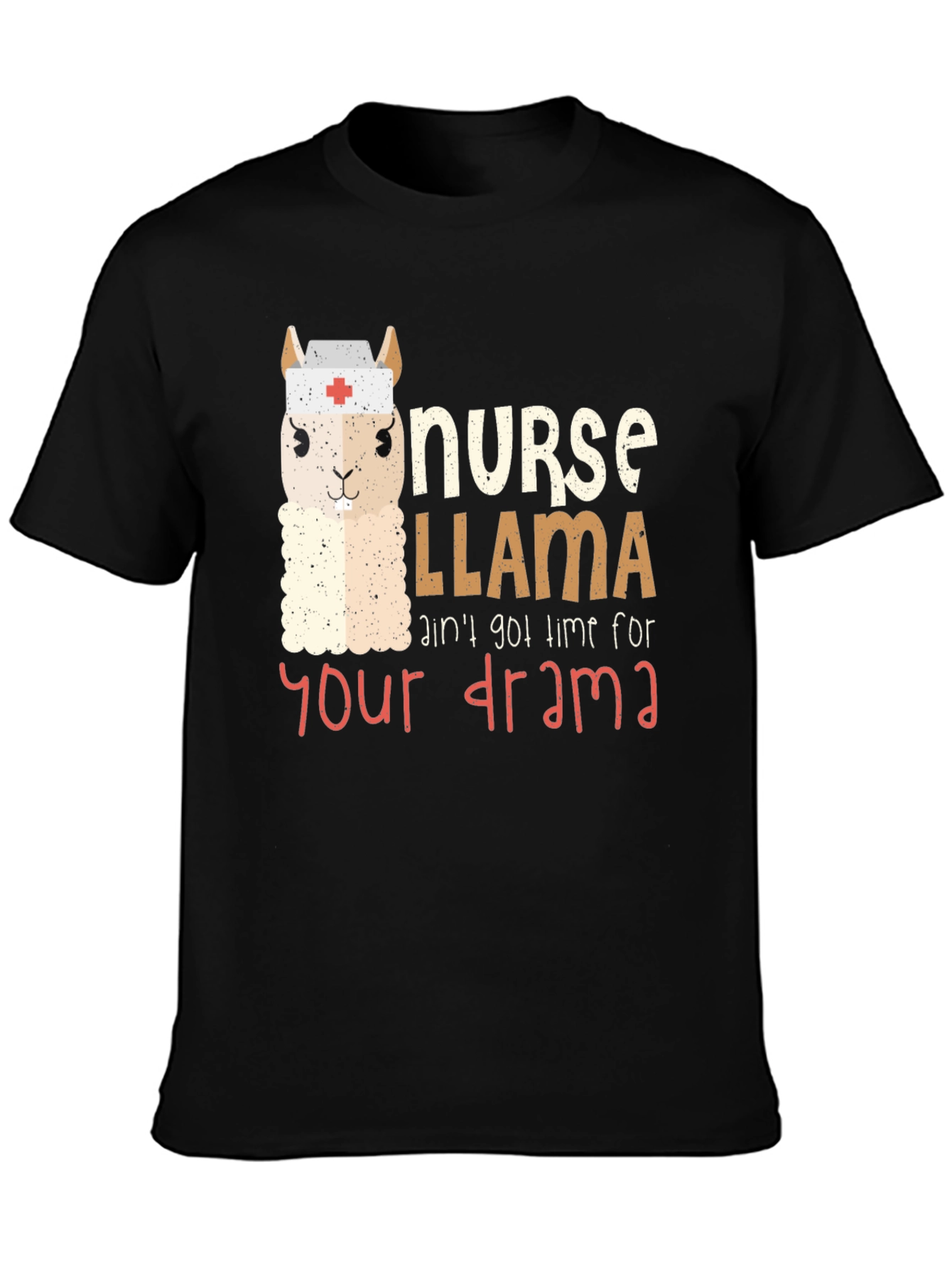 Black Nurse Llama Graphic Tee - Funny & Unique Unisex T-Shirt view 3
