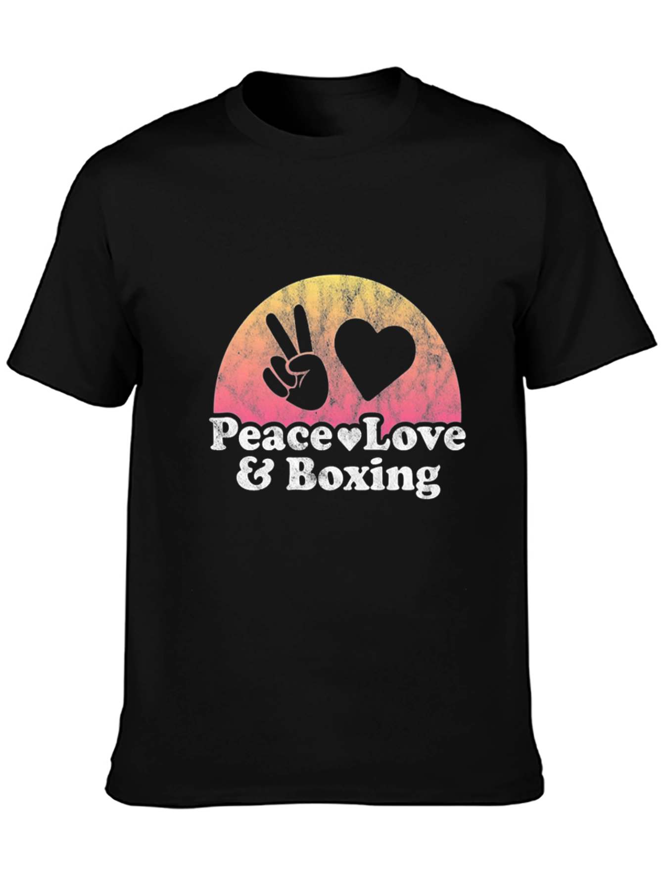 Black Peace Love and Boxing Black T-Shirt view 3