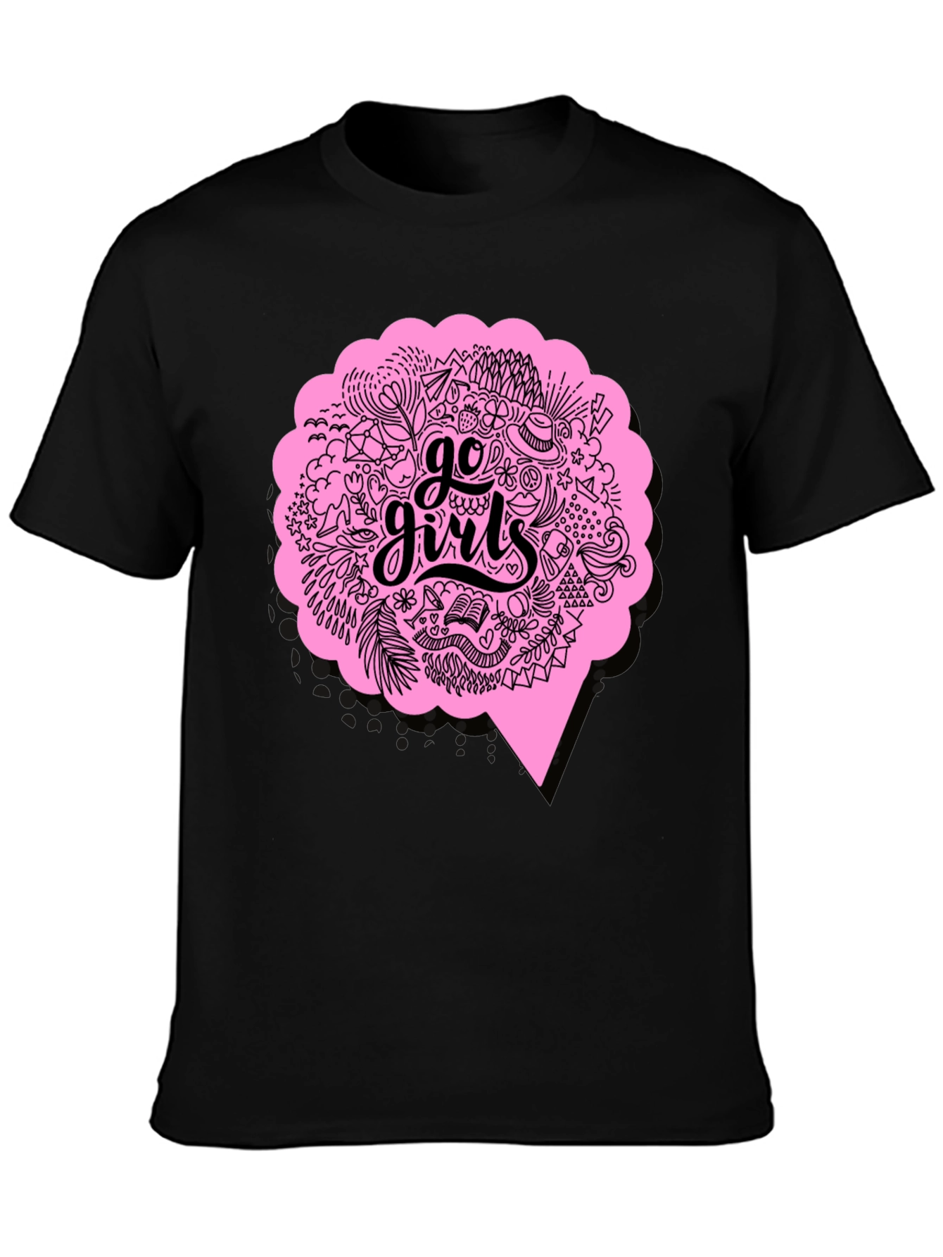 Black Go Girls Graphic Tee - Black Cotton T-Shirt view 3