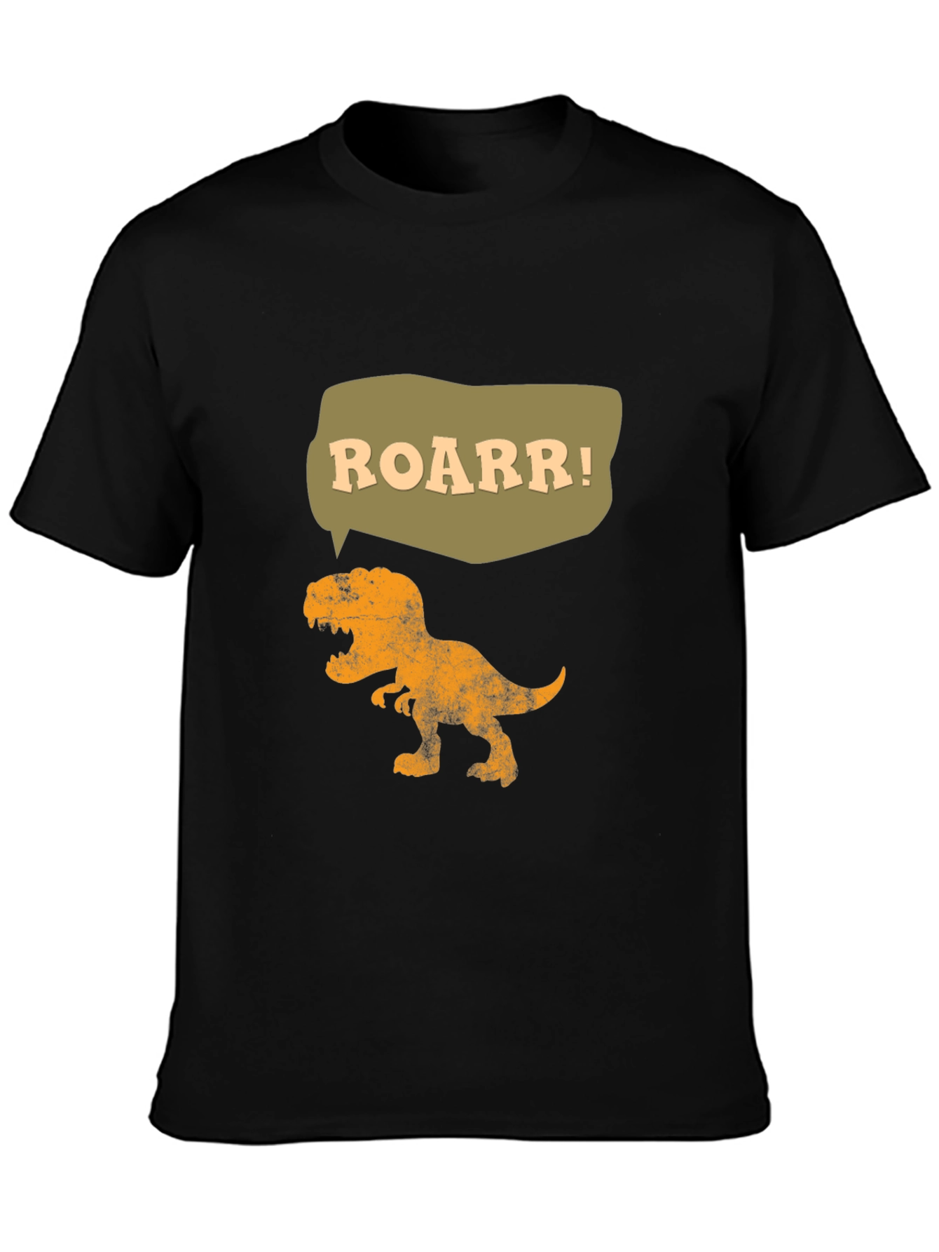 Black Roarr! Dinosaur Graphic Tee - Black Cotton T-Shirt view 3