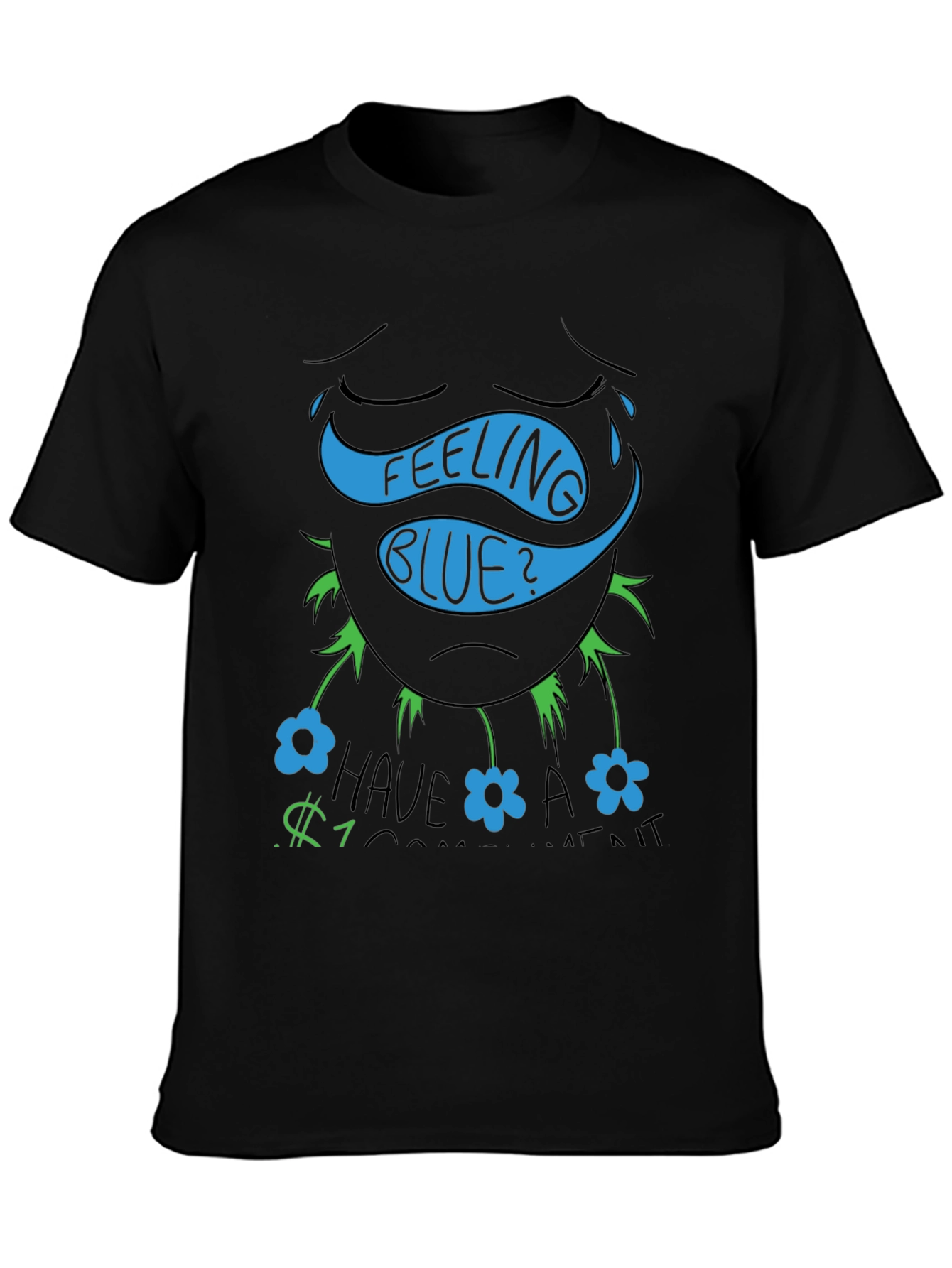 Black Feeling Blue? Funny Graphic T-Shirt view 3