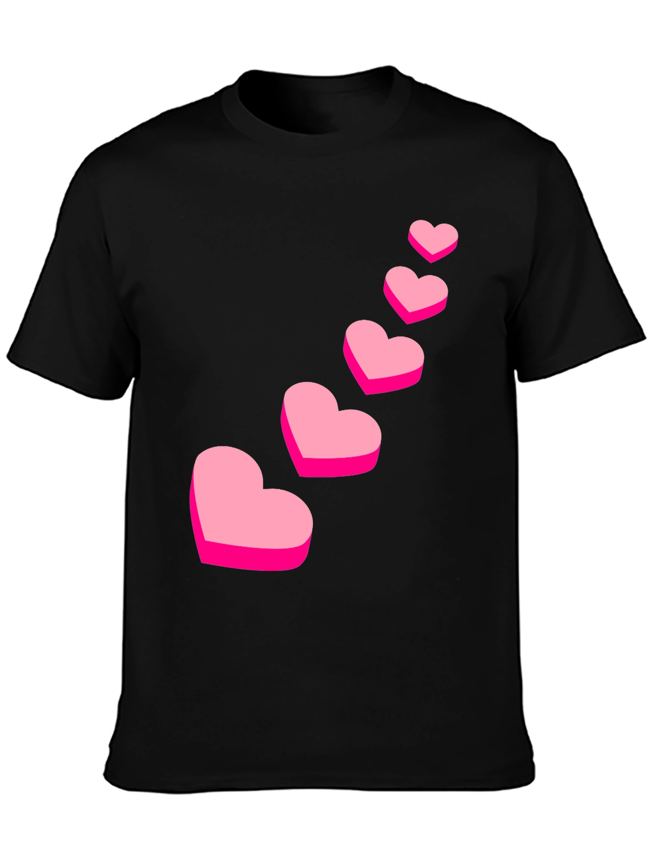 Love Heart Graphic Black T-Shirt - 3
