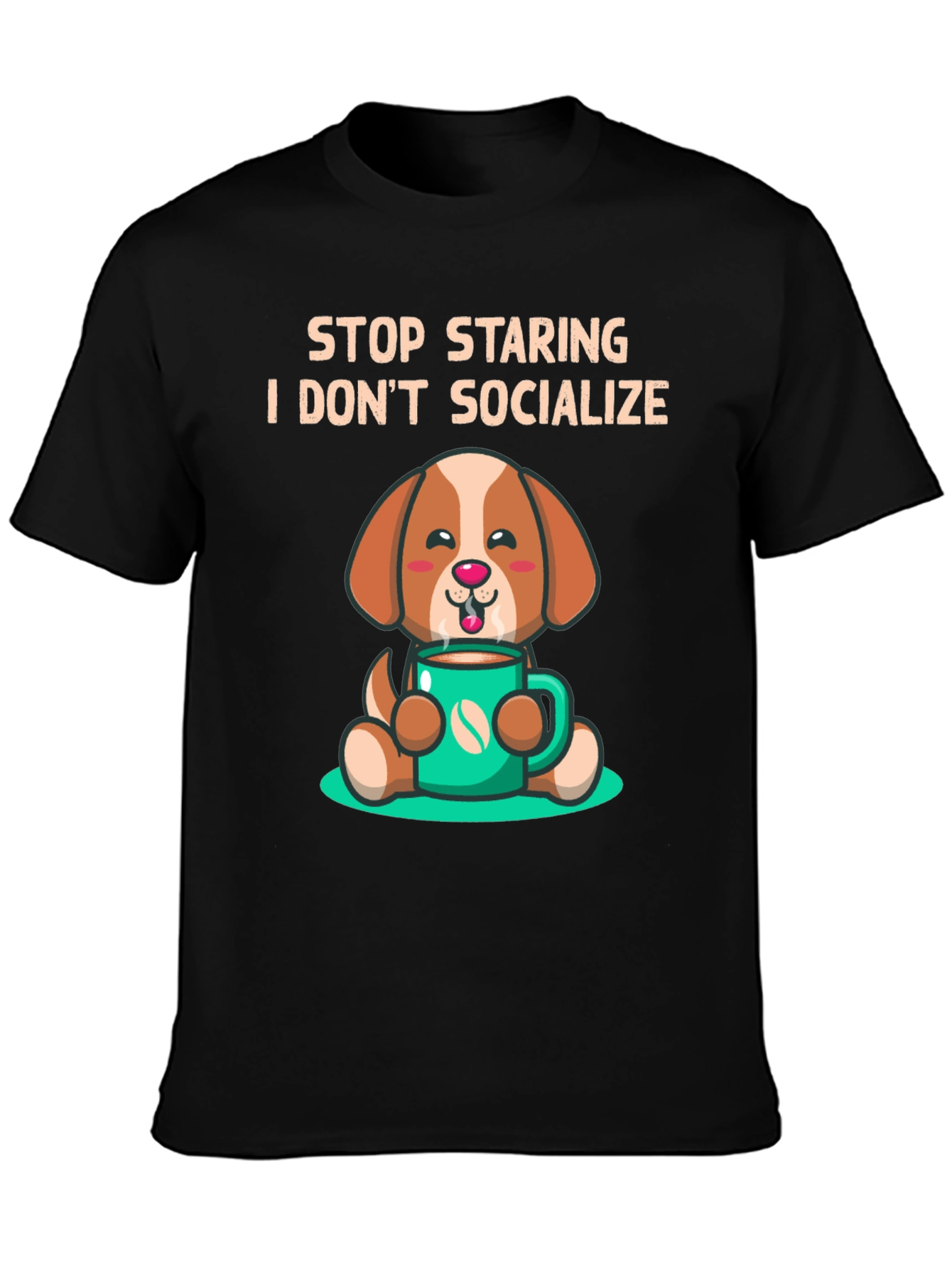 Black Funny Dog Coffee Graphic T-Shirt view 3