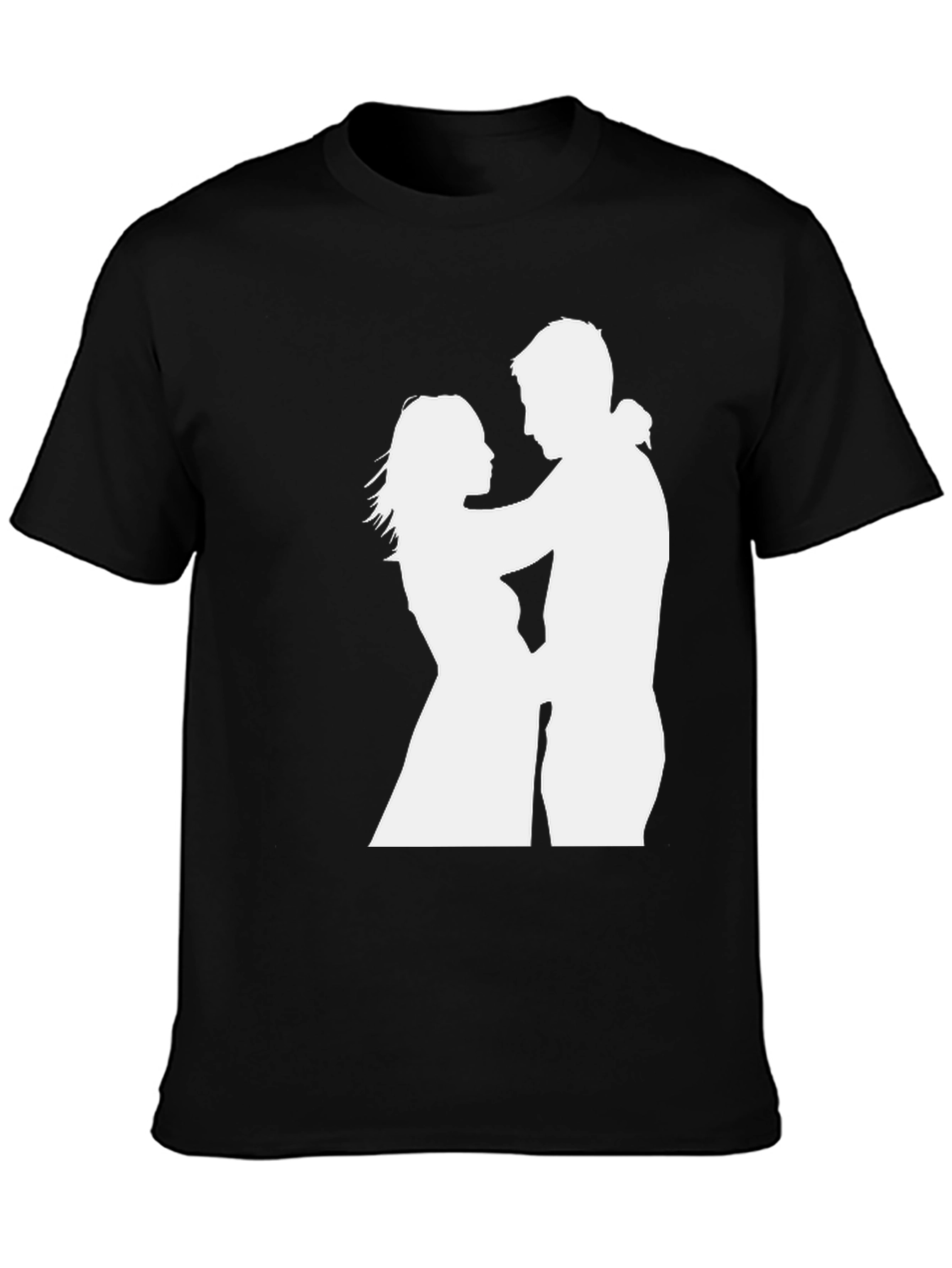 Black Silhouette Couple Black Tee view 3