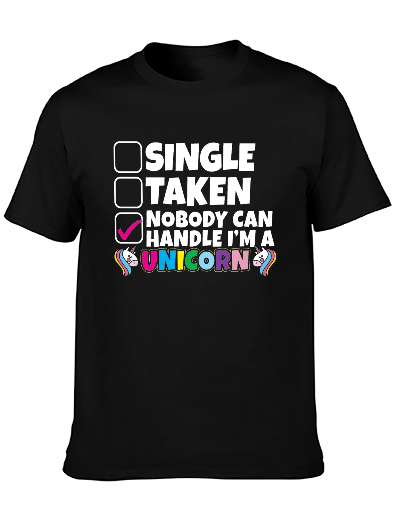 Black Unicorn T-Shirt - Single Taken Funny Graphic Tee view 3