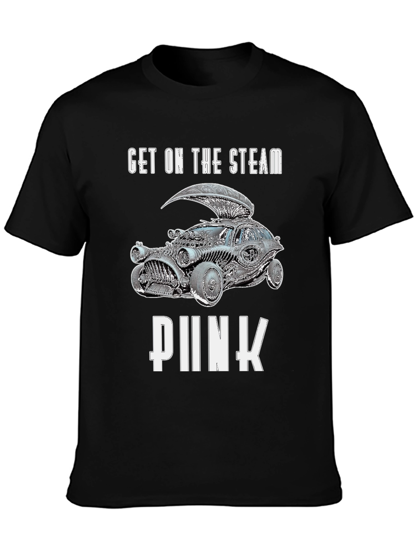 Black Steampunk Car Graphic T-Shirt view 3