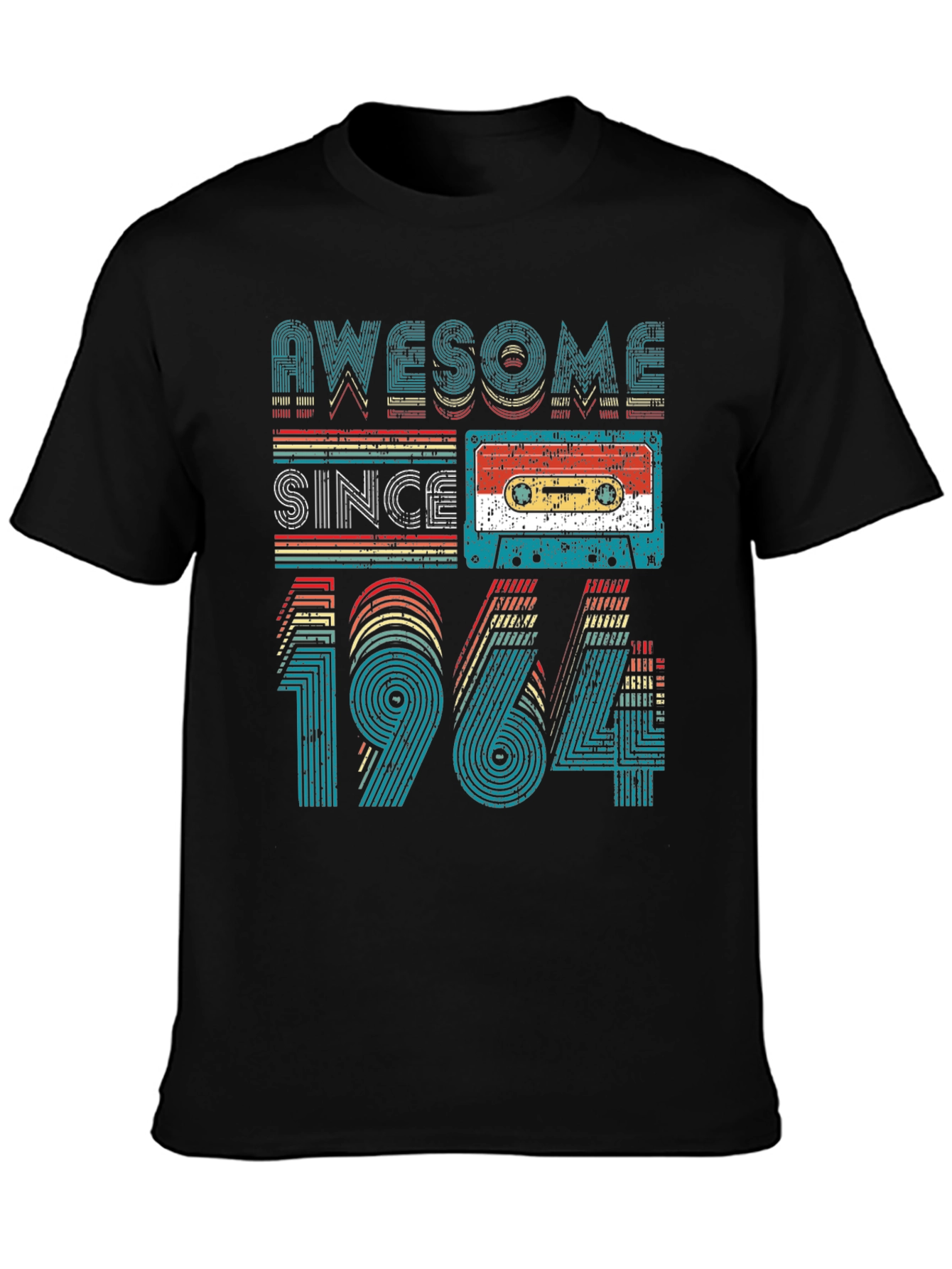 Black Awesome Since 1964 Cassette Tape Graphic Tee view 3