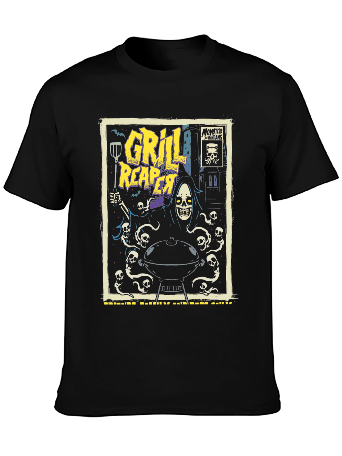 Black Grill Reaper Graphic T-Shirt view 3