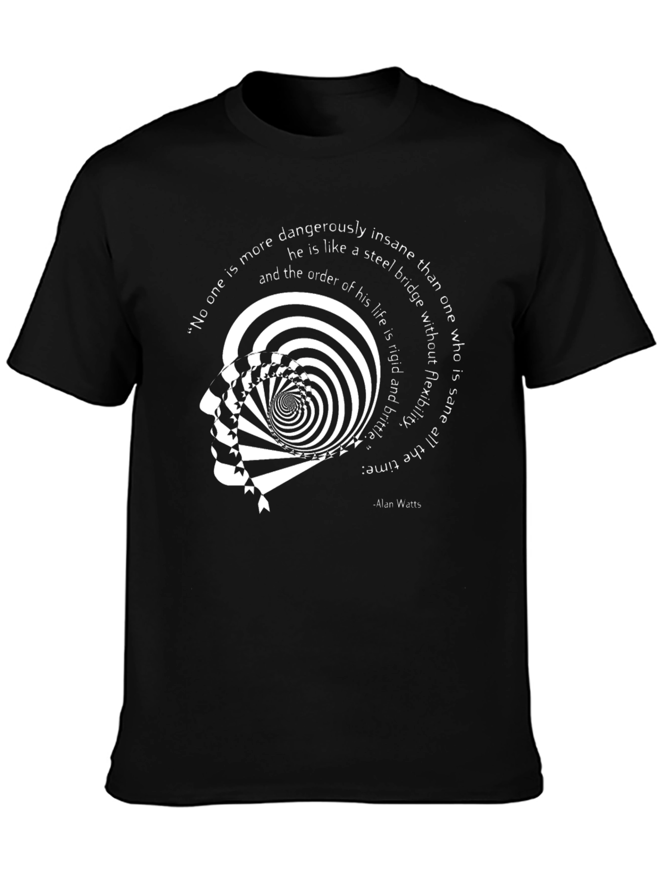 Black Abstract Alan Watts Quote T-Shirt view 3