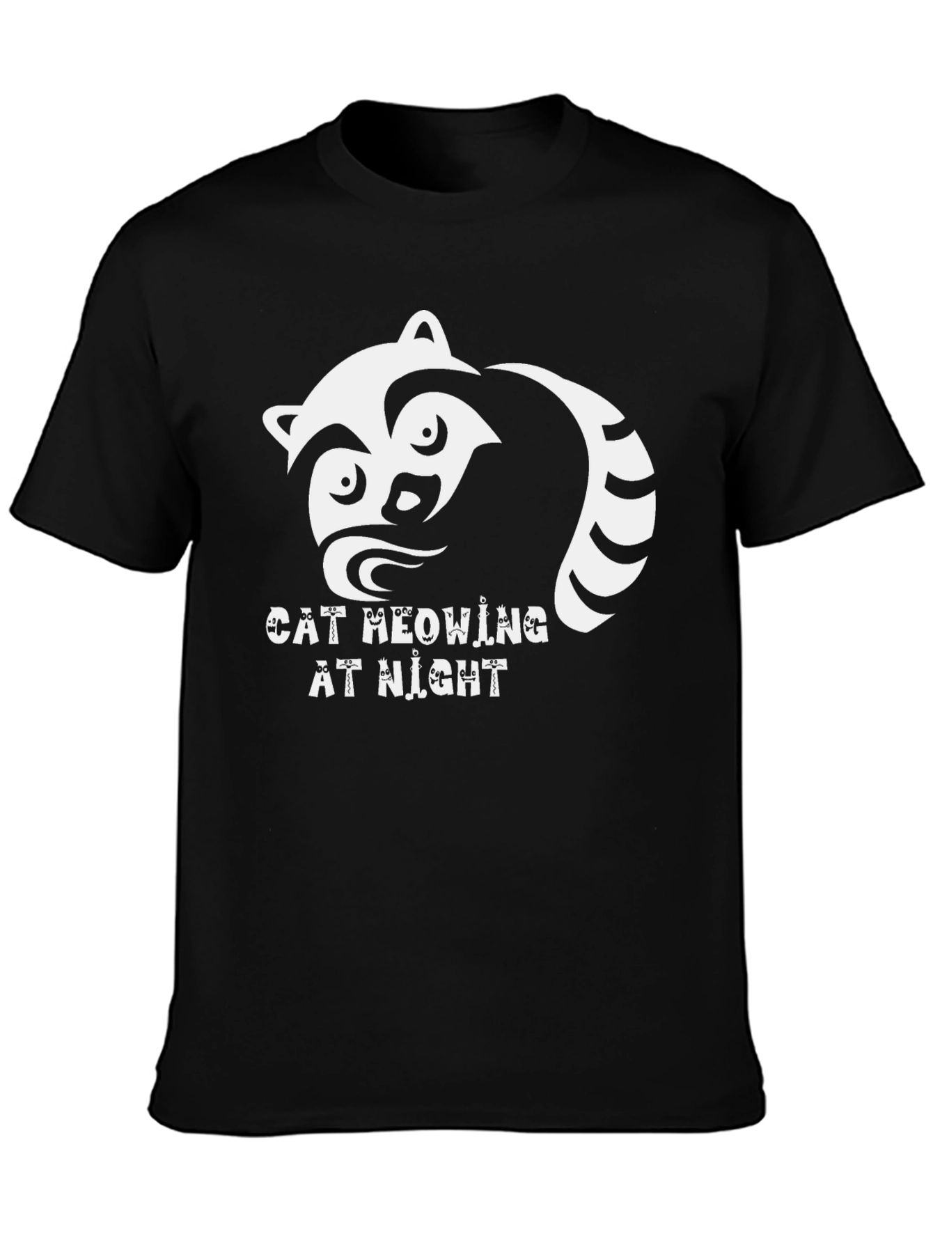 Black Cat Meowing at Night Graphic Tee view 3