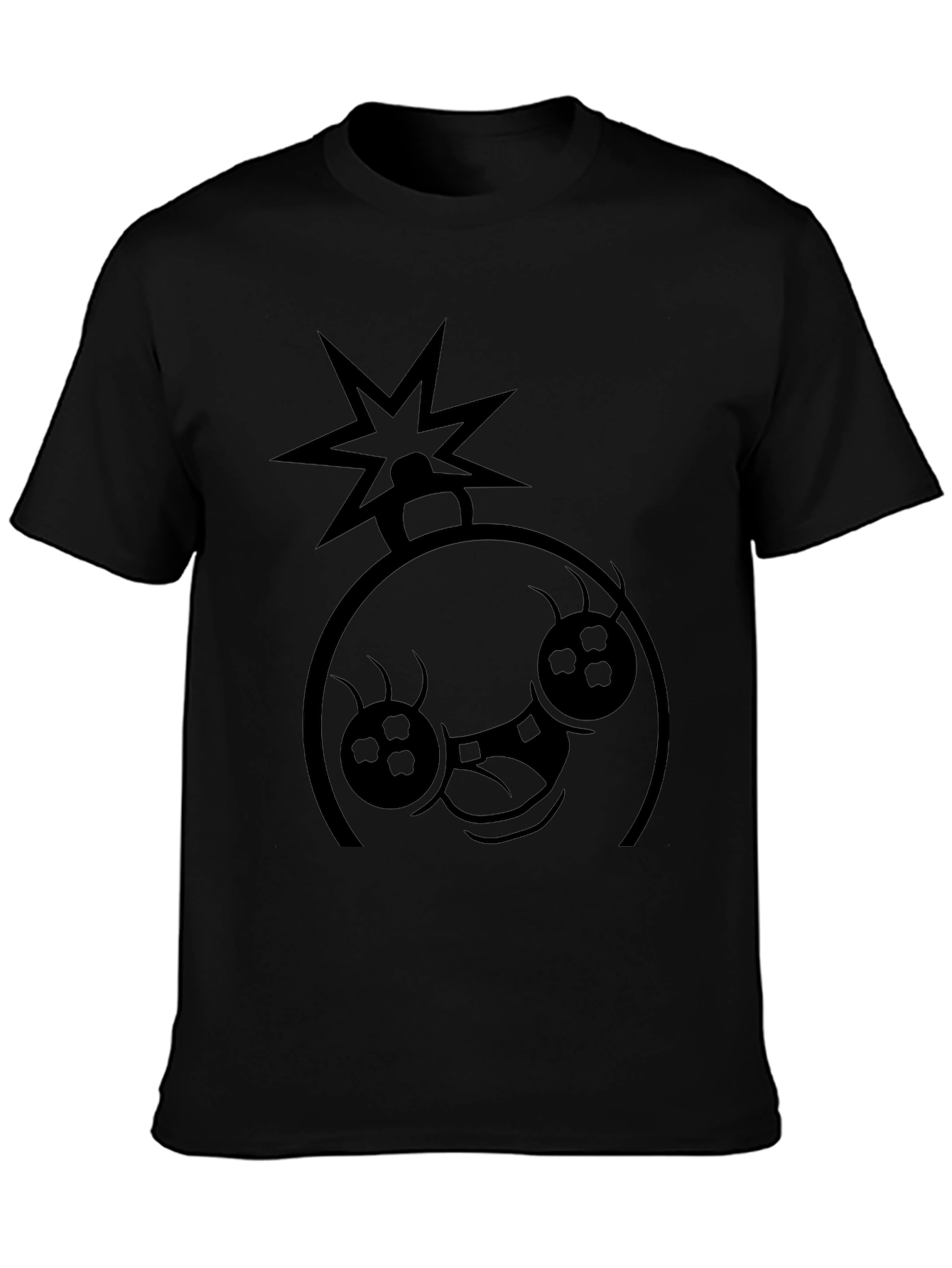 Black Bomb Face Graphic Tee - Black Cotton Casual T-Shirt view 3