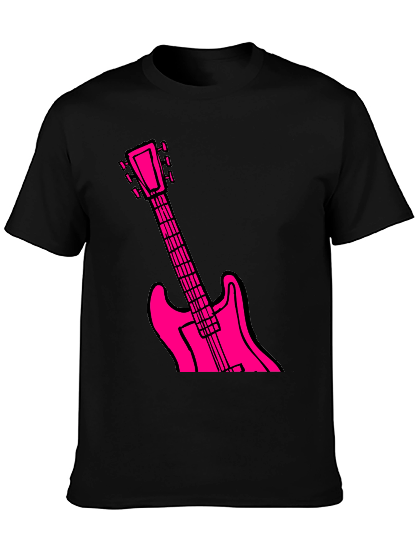 Black Black T-Shirt with Pink Guitar Graphic view 3