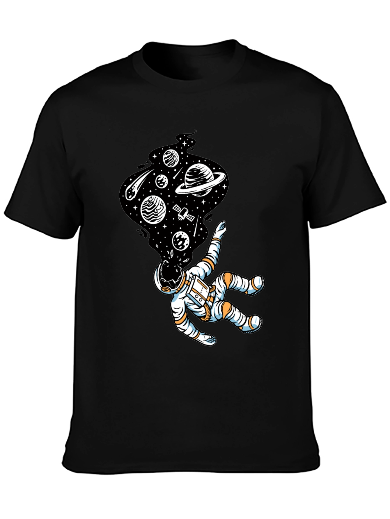 Black Astronaut Space Dream T-Shirt - Black Graphic Tee view 3
