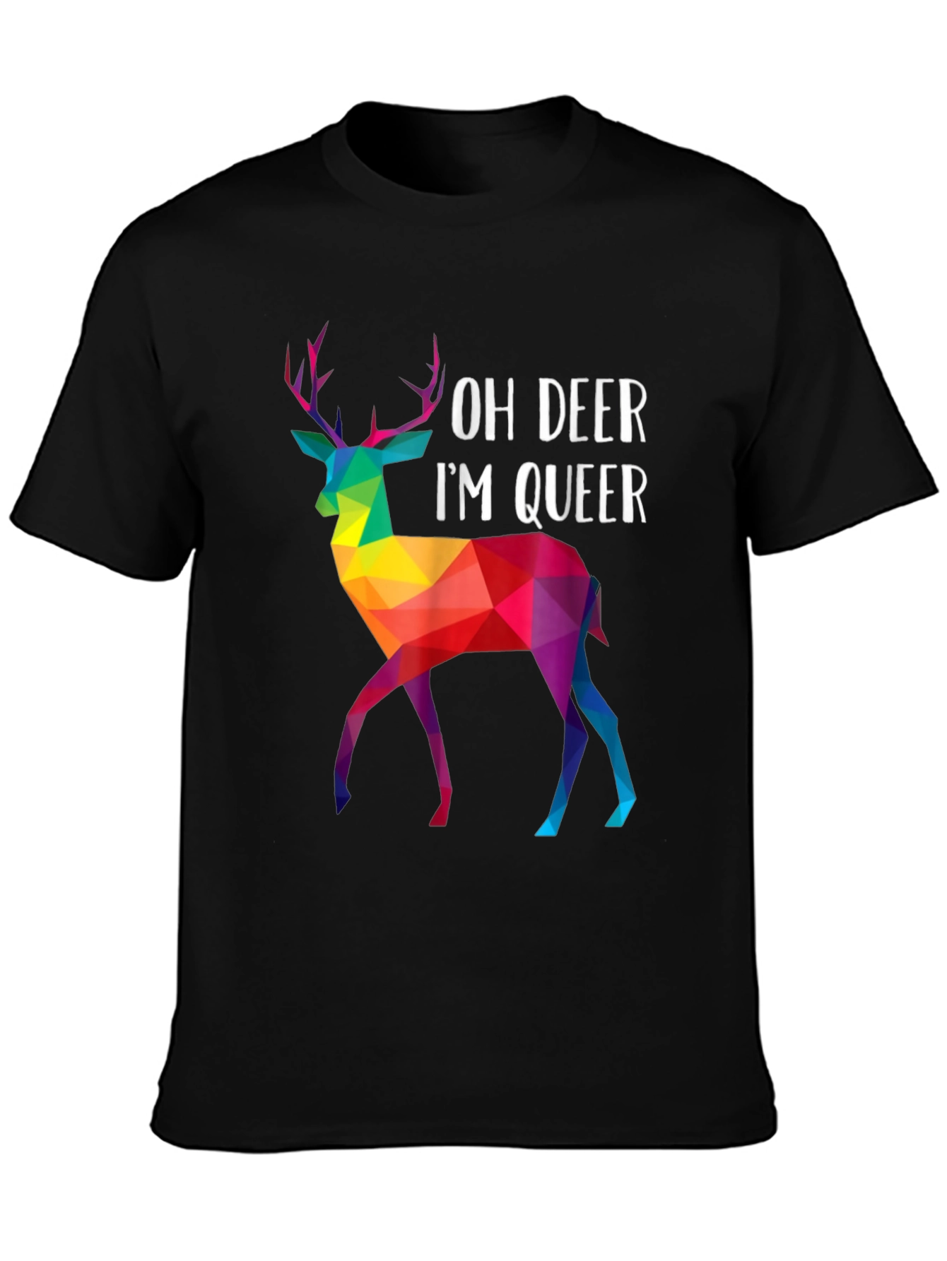 Black Oh Deer I'm Queer Pride T-Shirt view 3