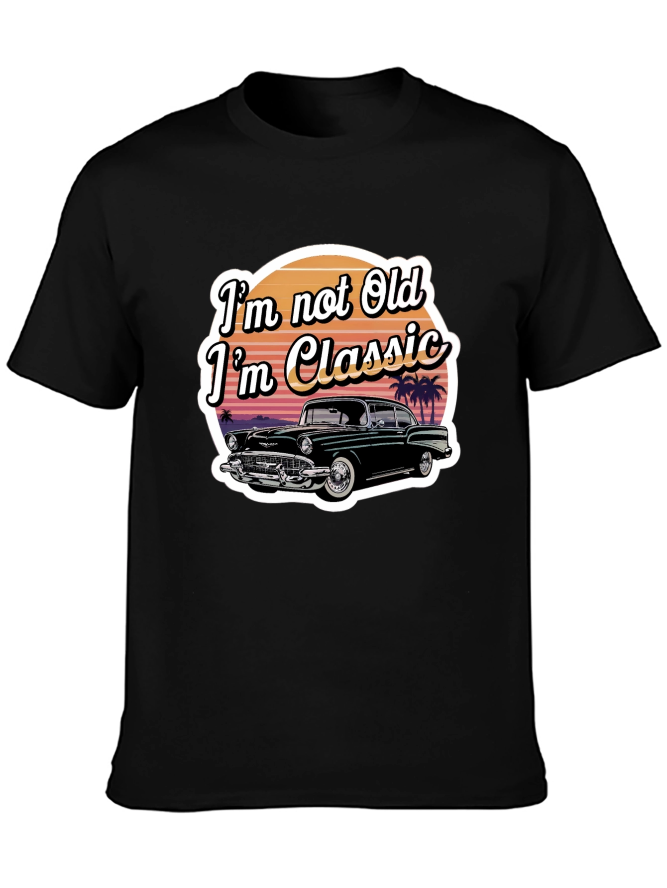 Black Classic Car T-Shirt - "I'm Not Old, I'm Classic" view 3
