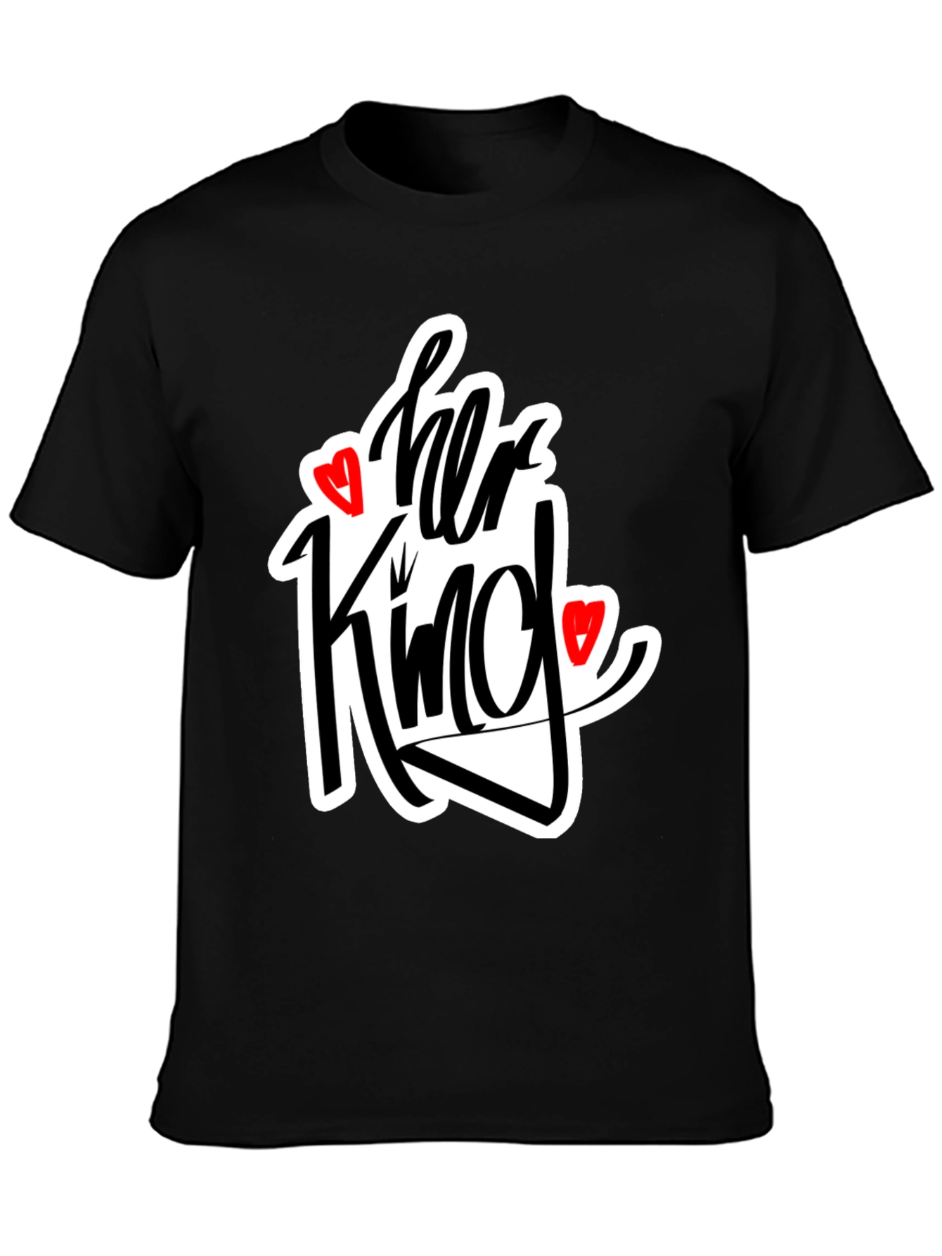 Black Her King Matching Graphic Tee Shirt view 3
