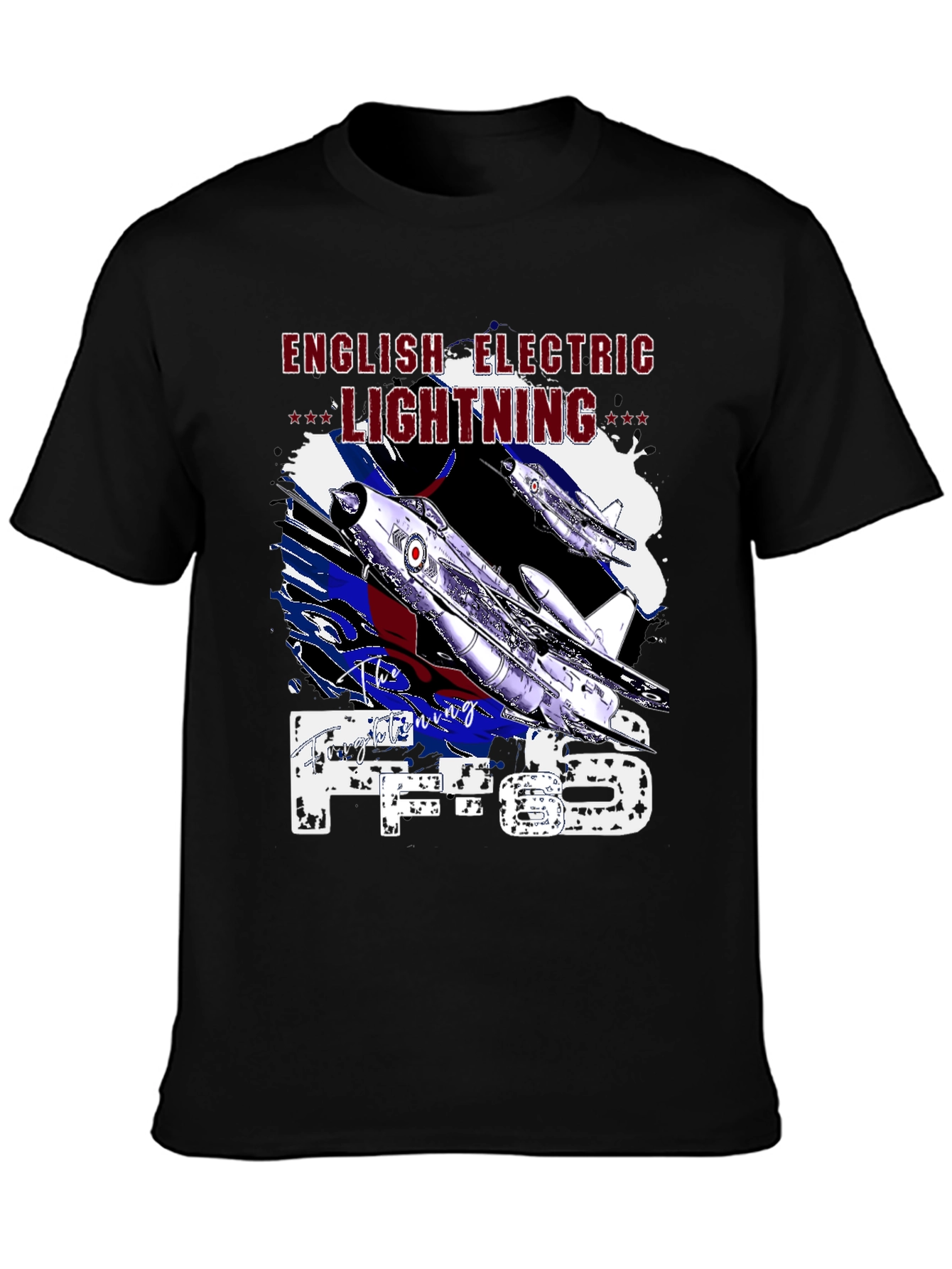 Black English Electric Lightning F.6 T-Shirt view 3