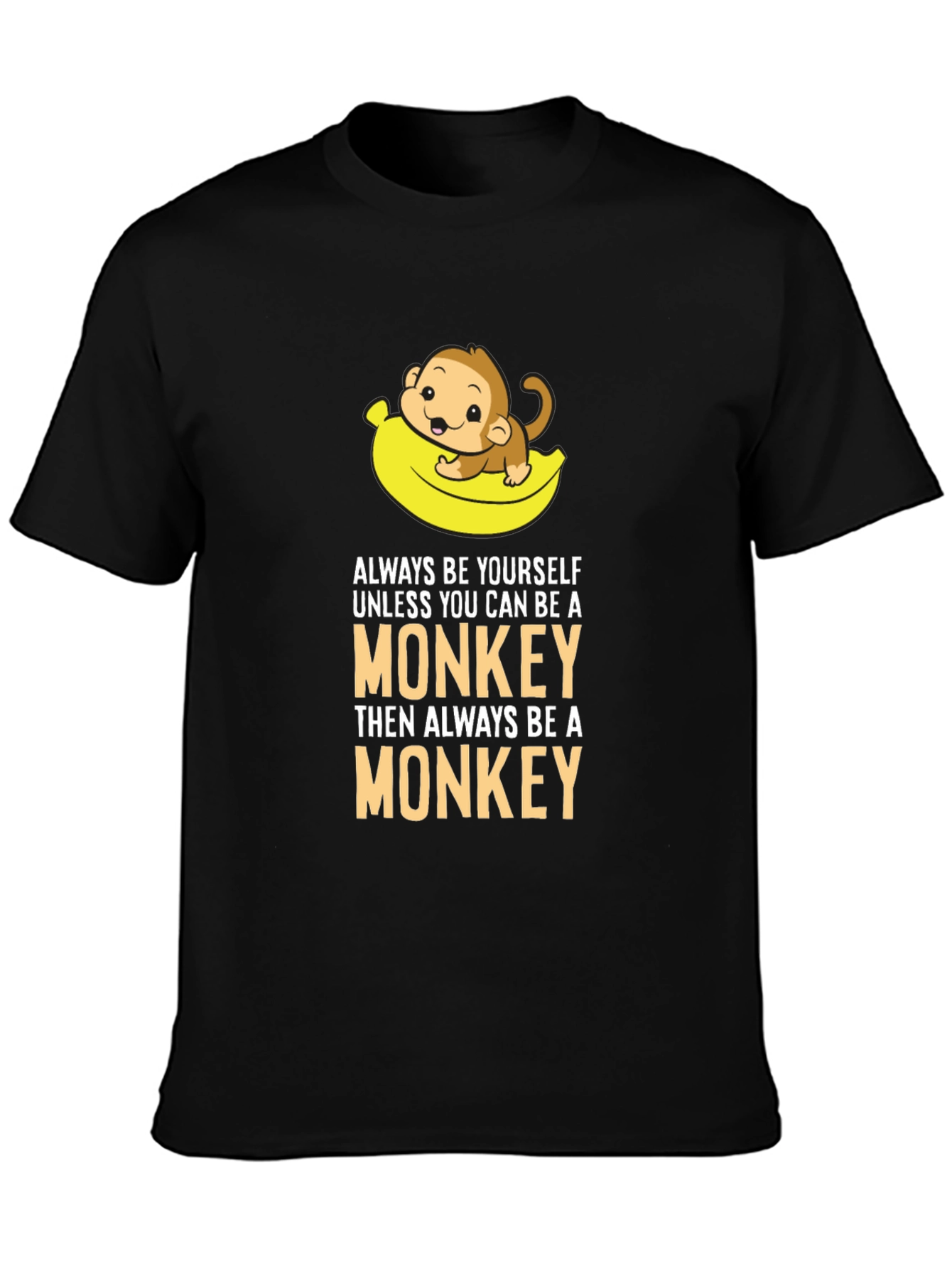 Black Always Be a Monkey Graphic T-Shirt - Novelty Tee view 3