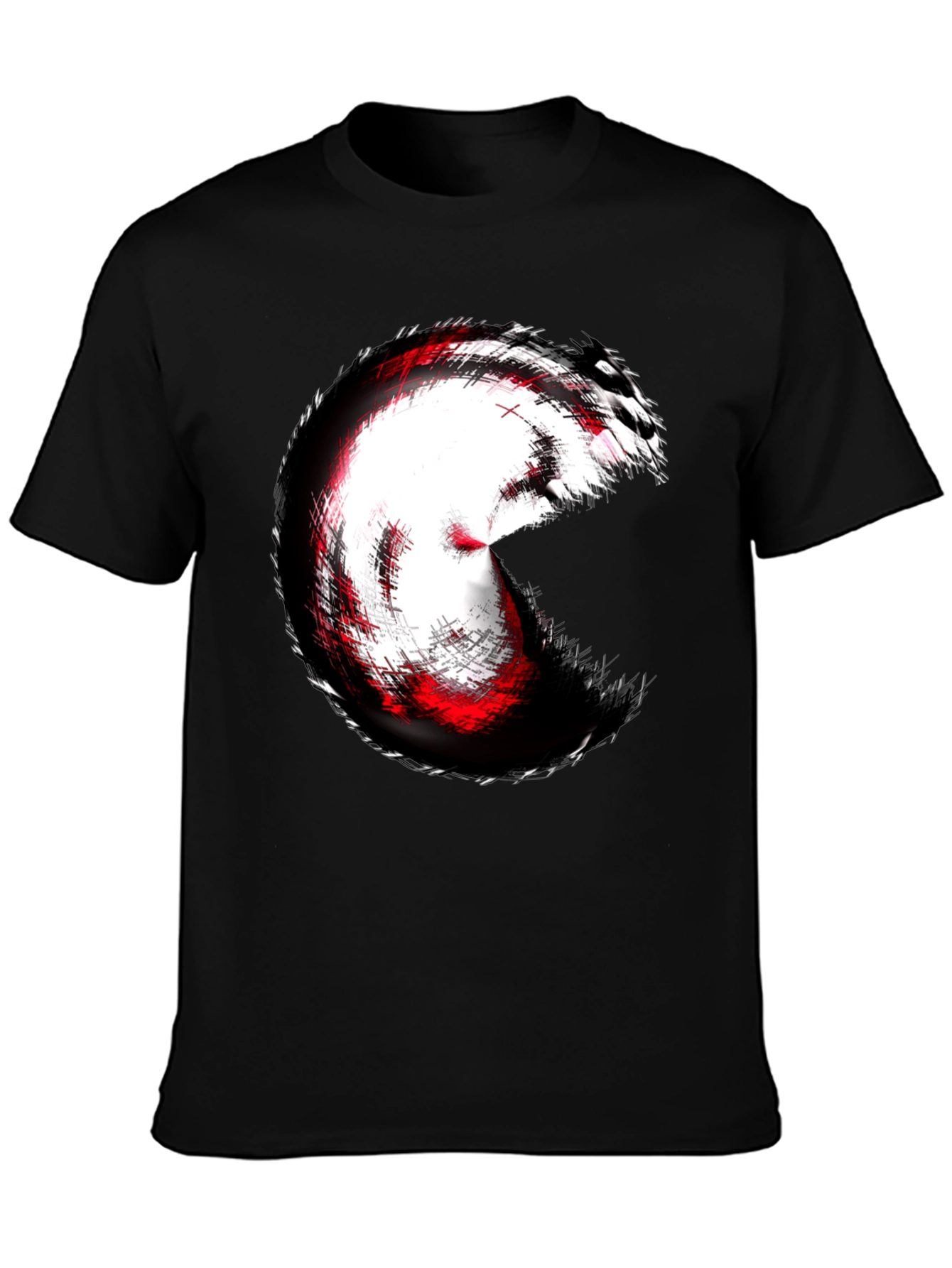 Black Abstract Circle Graphic Tee - Black Cotton Blend view 3