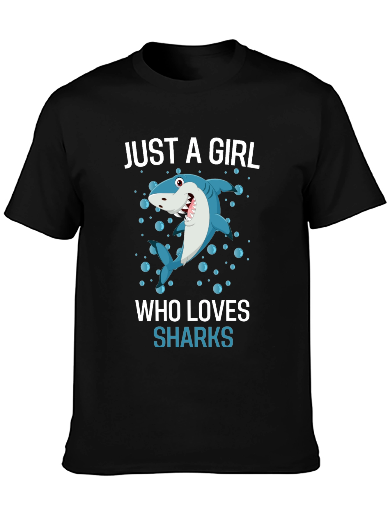 Black Just A Girl Who Loves Sharks T-Shirt view 3