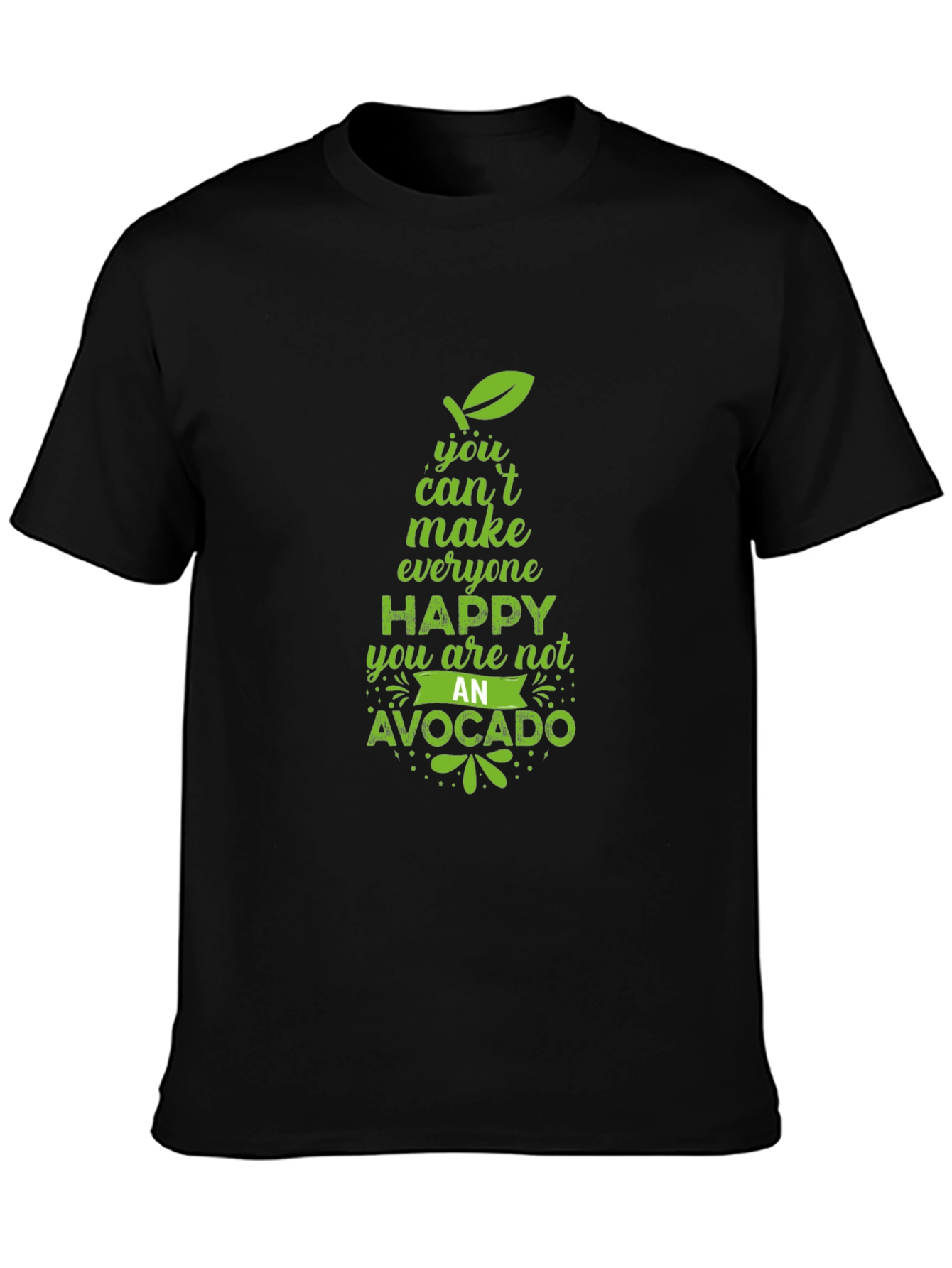Black Avocado Happy T-Shirt - Funny Graphic Tee view 3