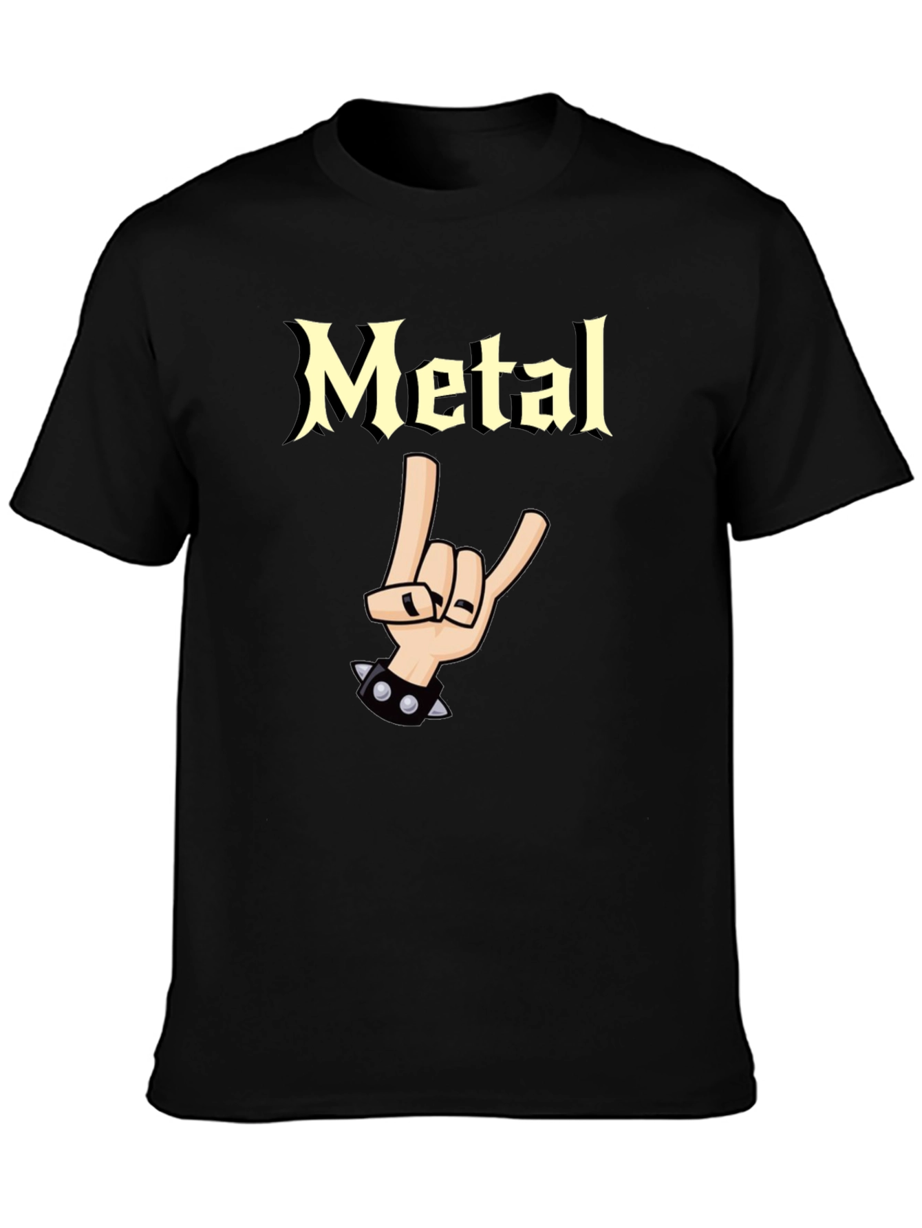 Black Metal Graphic T-Shirt - Rock On Hand Gesture view 3