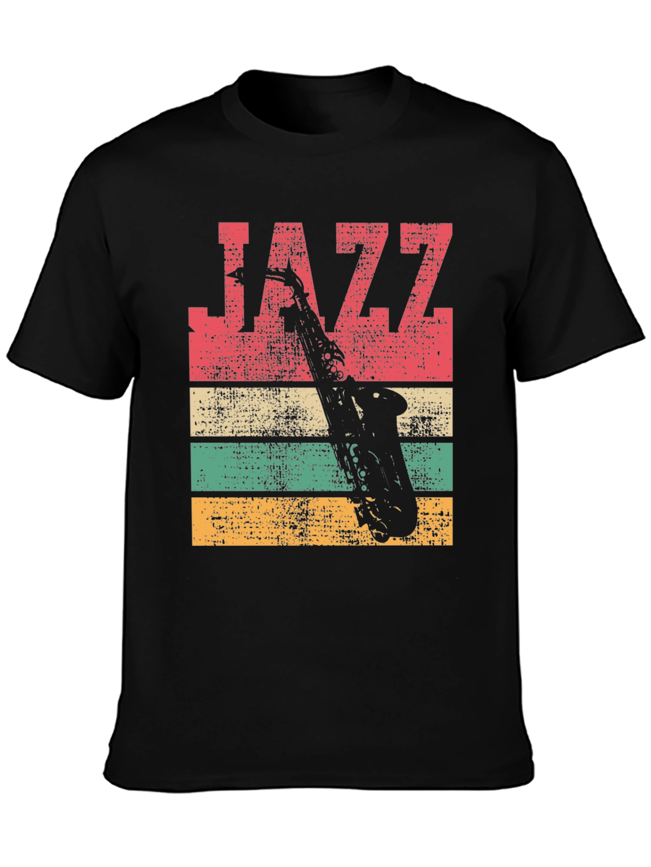 Black Vintage Jazz Saxophone T-Shirt view 3