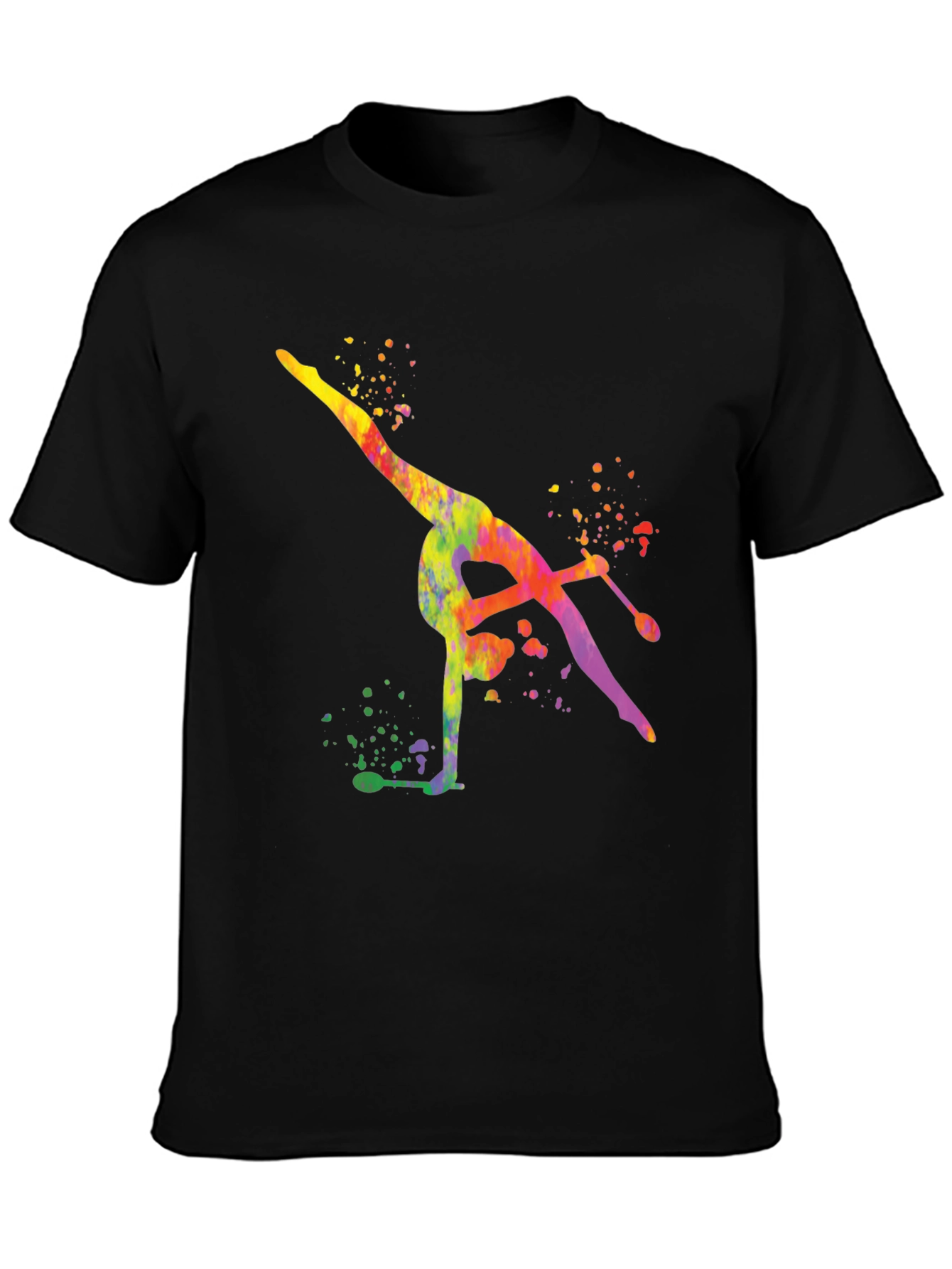 Black Watercolor Gymnastics T-Shirt view 3