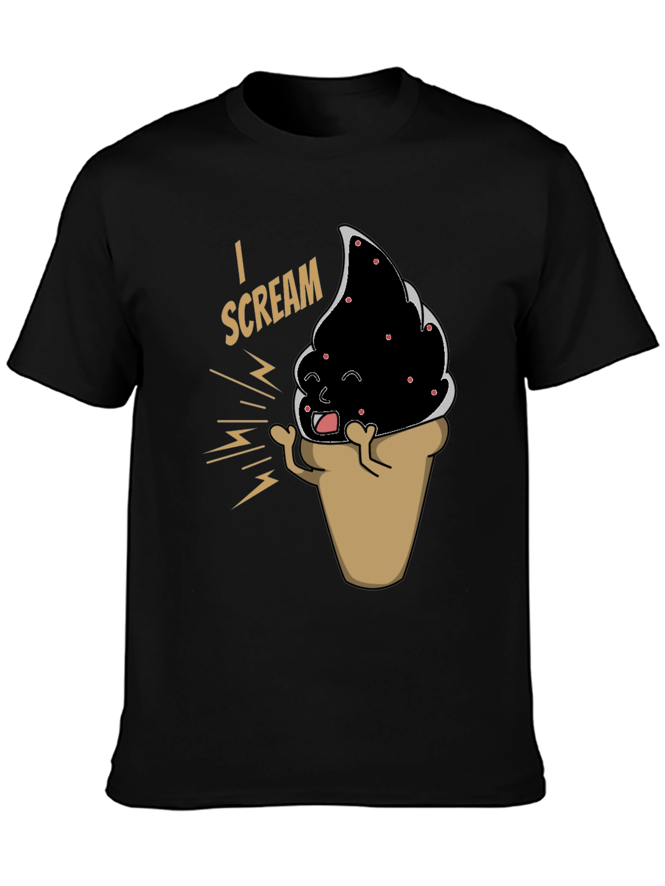 Black I Scream T-Shirt - Funny Ice Cream Cone Graphic Tee view 3