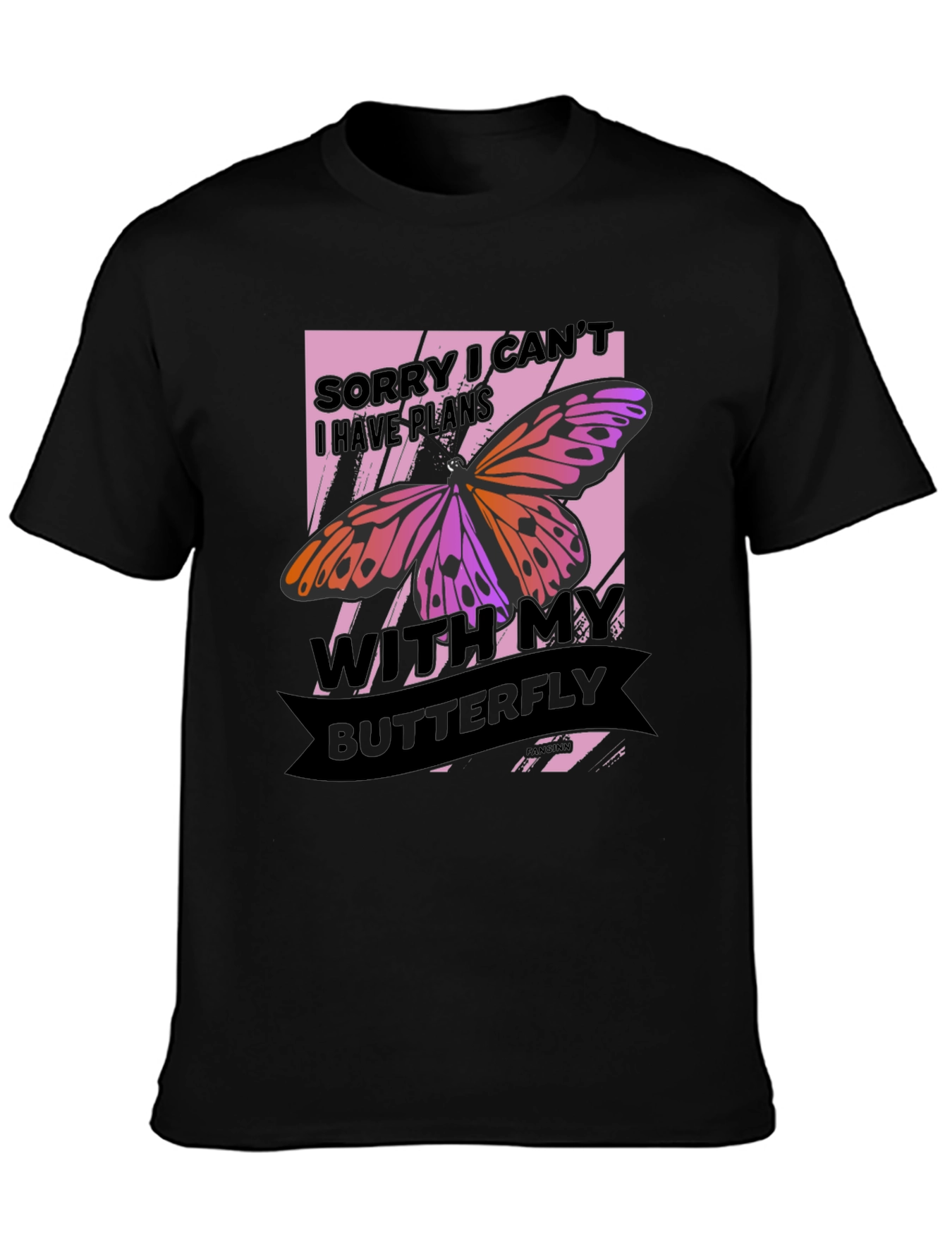 Black Butterfly Graphic Tee - Sorry I Can't view 3