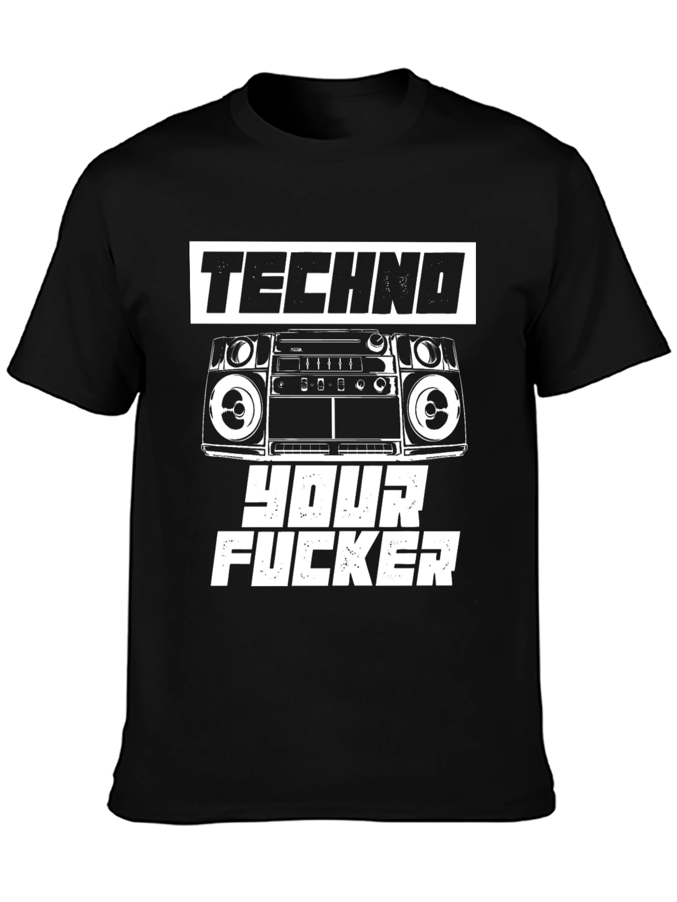 Black Techno Your F*cker Graphic T-Shirt view 3