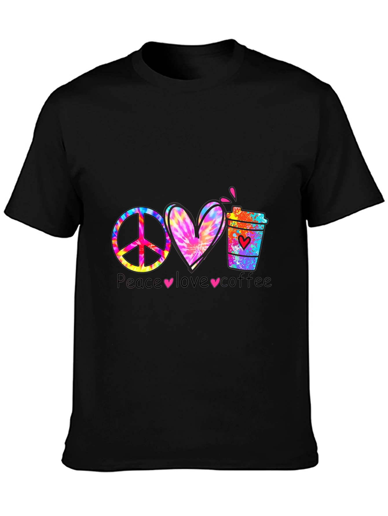 Black Peace Love Coffee Graphic Tee view 3