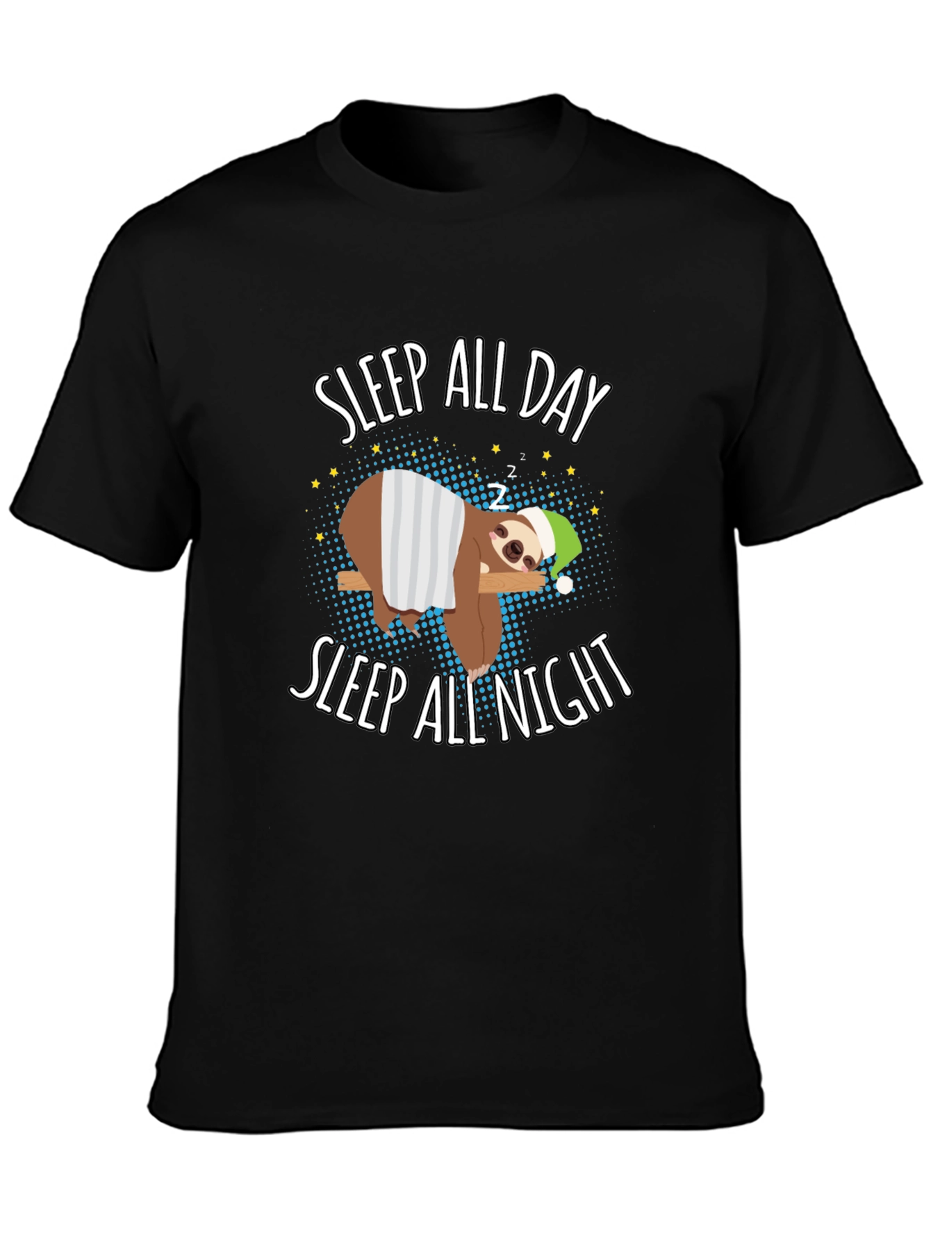Black Sleep All Day Sloth Graphic T-Shirt view 3