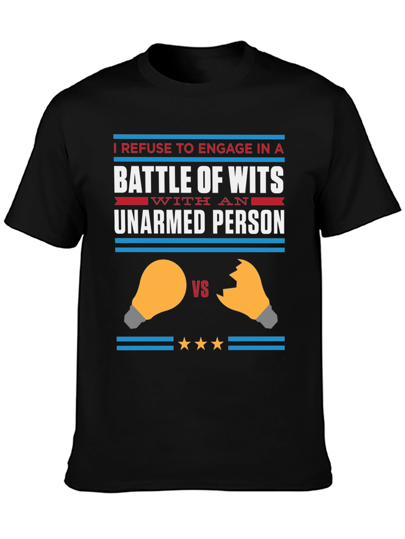 Black Humorous "Battle of Wits" Graphic Tee view 3