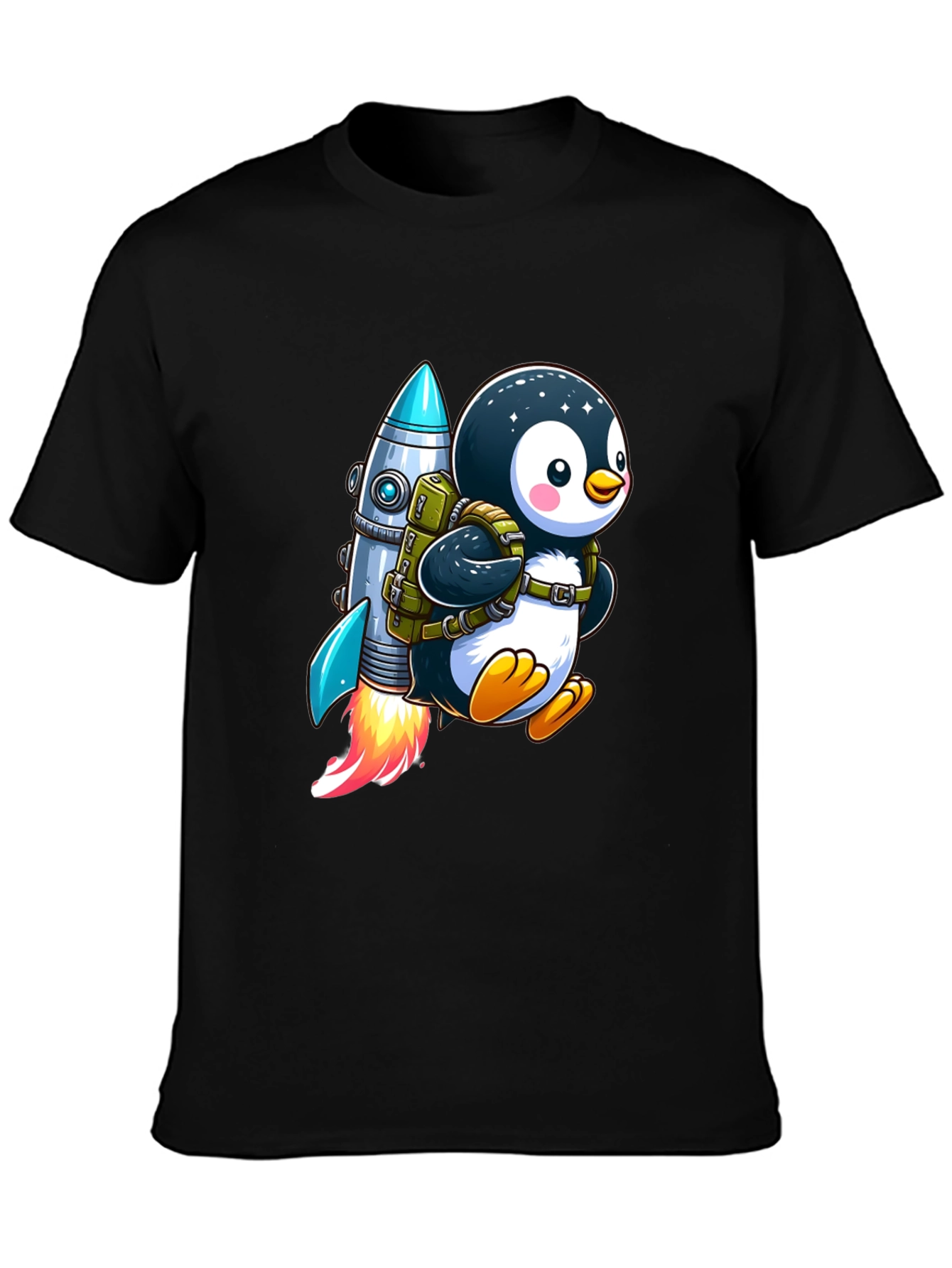 Black Penguin Astronaut T-Shirt view 3