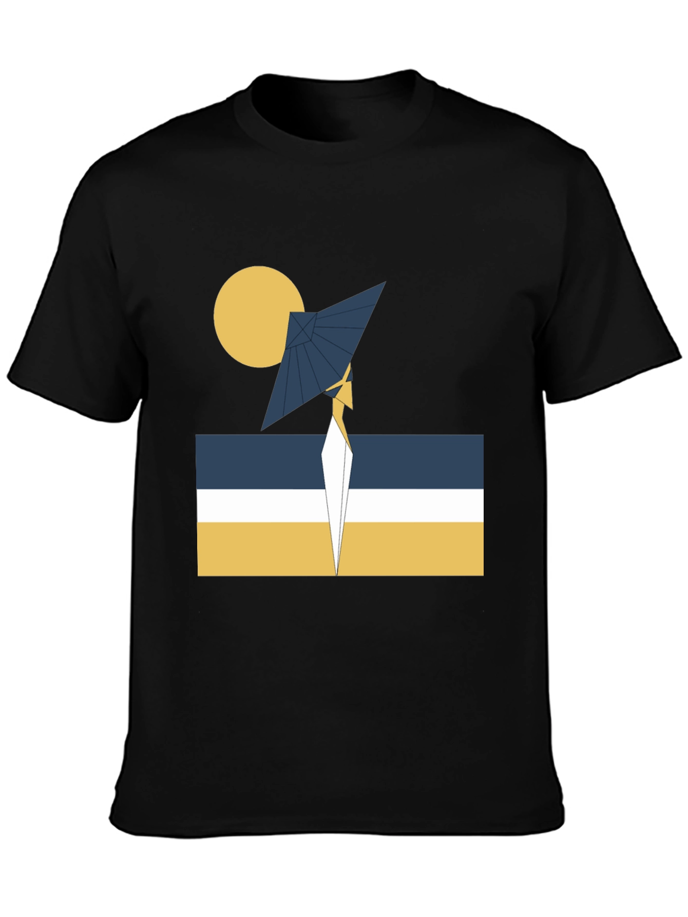 Black Abstract Geometric Graphic Tee - Modern Design view 3