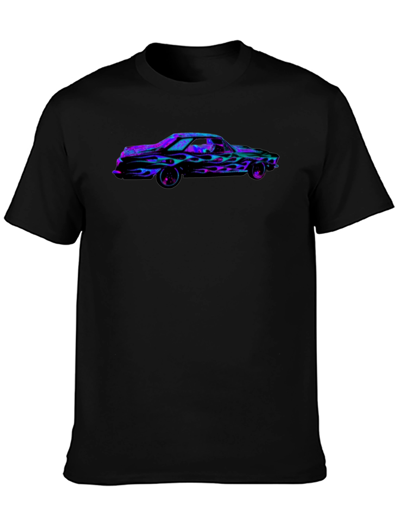 Black Flaming Car Graphic Tee - Bold Black T-Shirt view 3