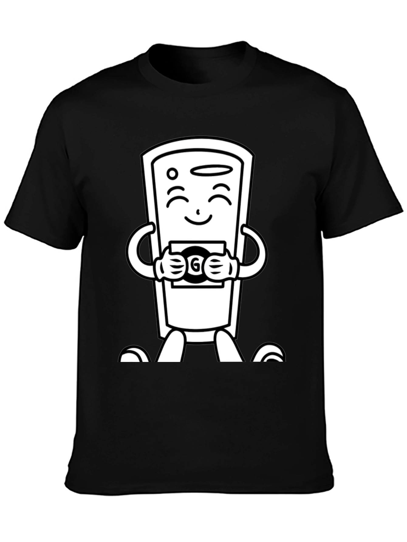 Black Cartoon Remote Black T-Shirt view 3