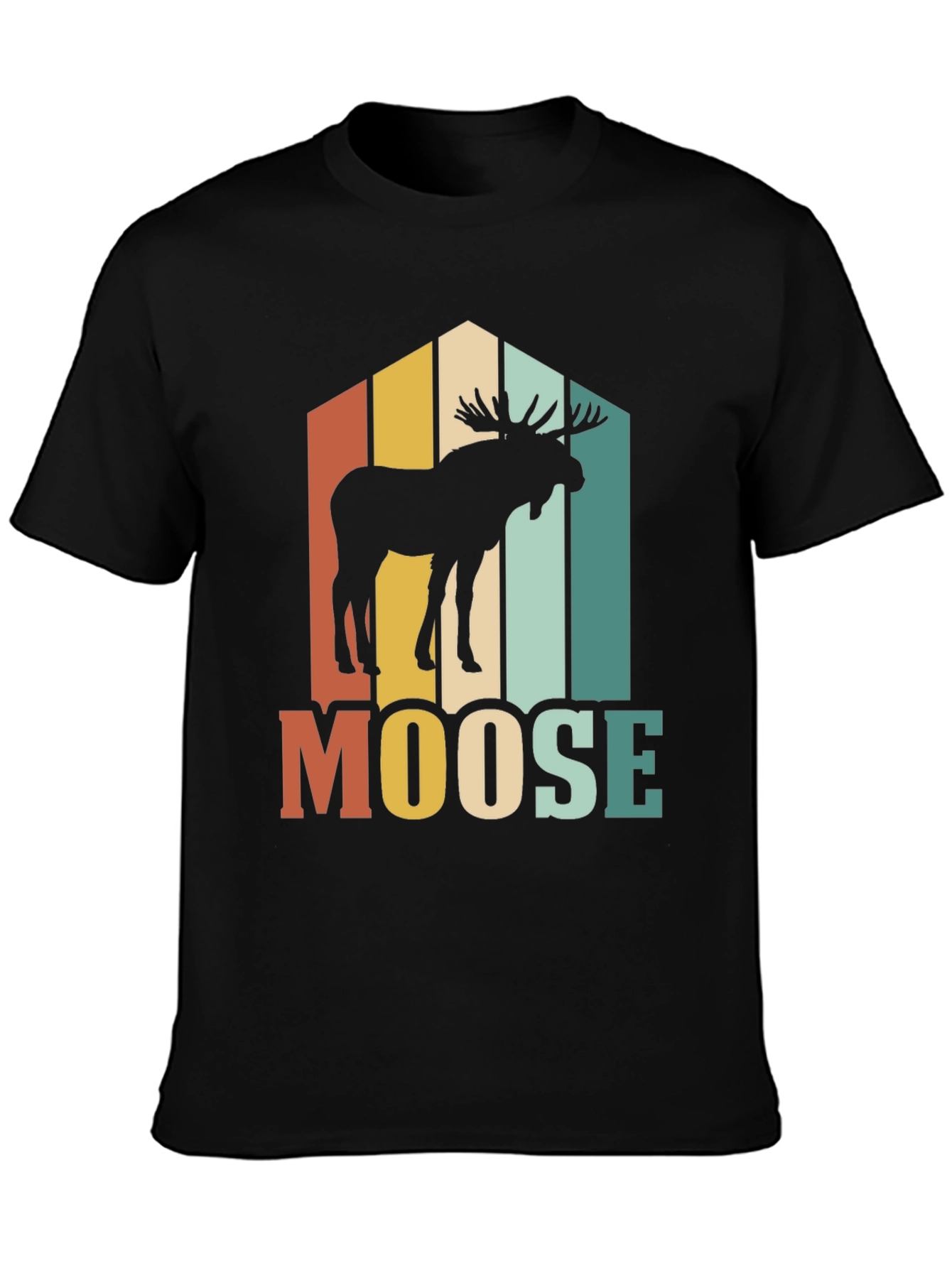 Black Retro Moose Graphic T-Shirt view 3