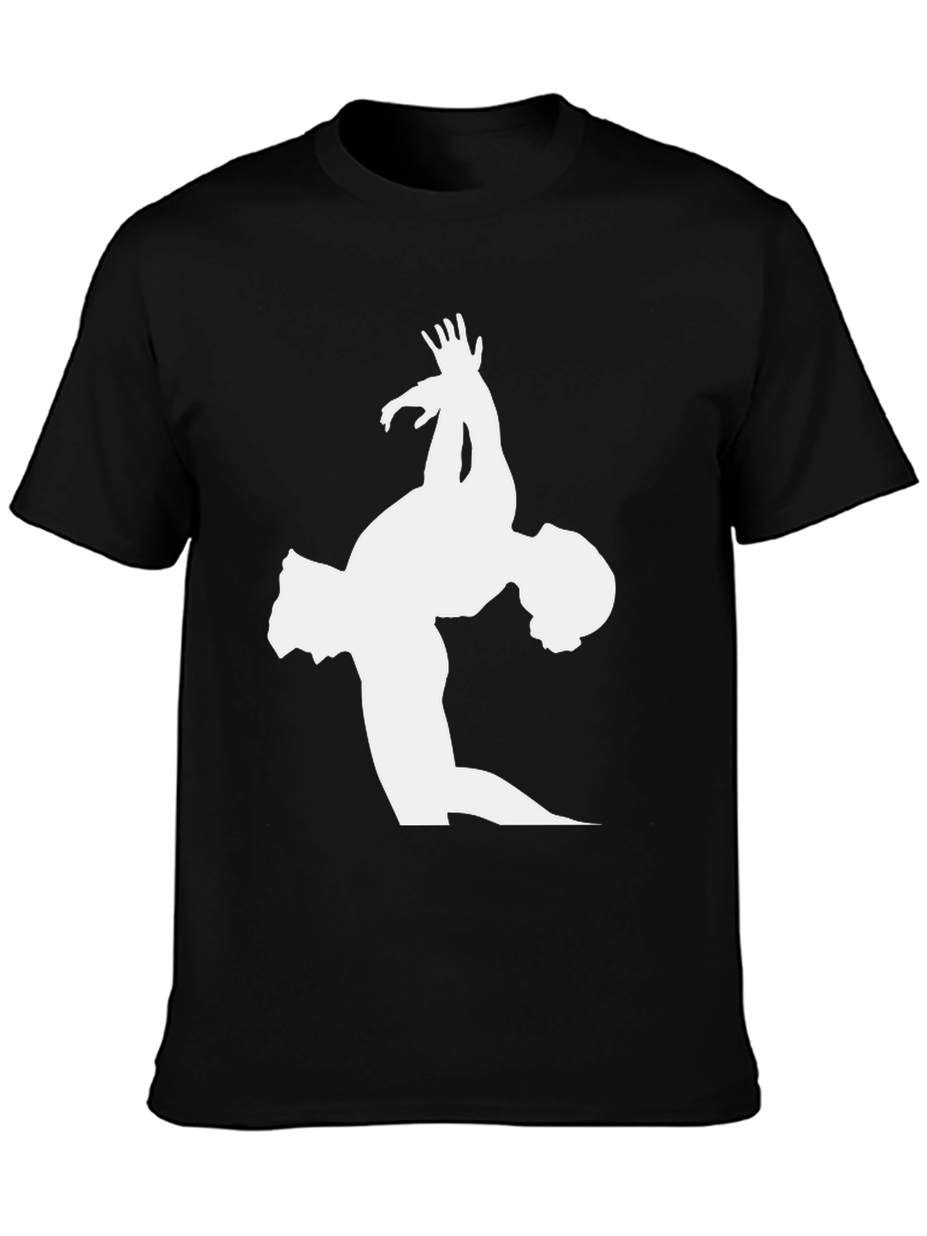 Black Gymnast Silhouette Graphic Tee - Black Cotton T-Shirt view 3