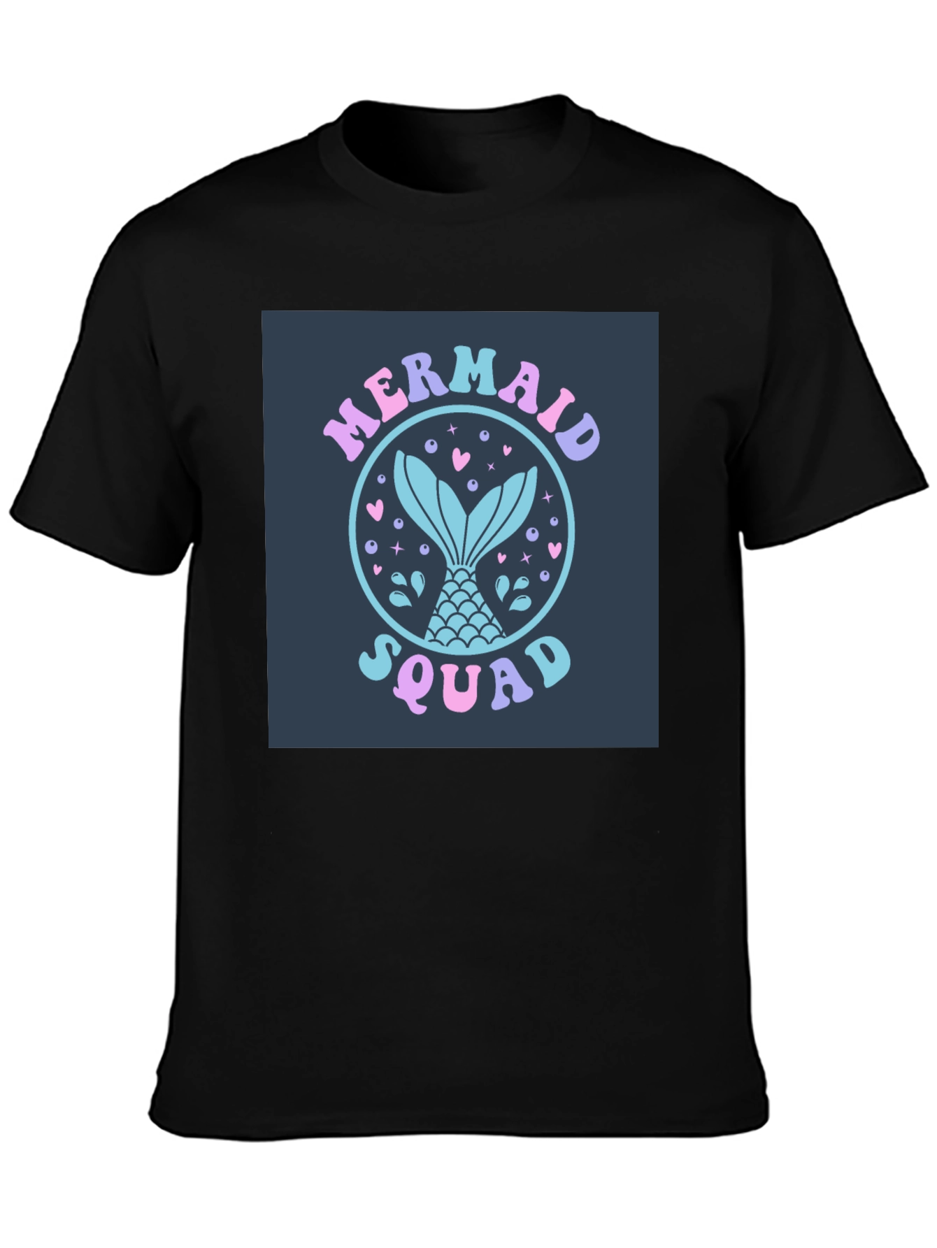 Black Mermaid Squad Graphic Tee - Black Cotton Blend view 3